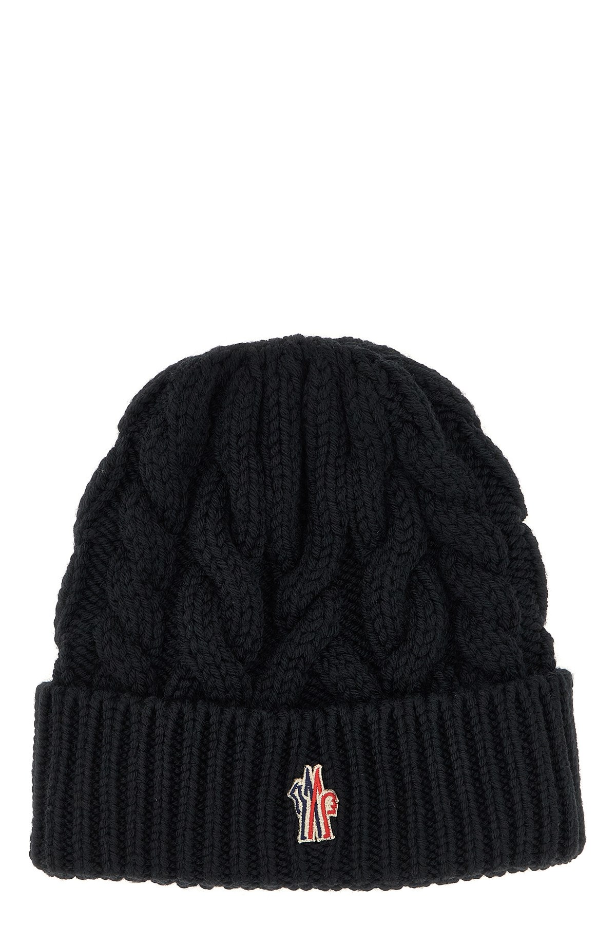 Moncler Grenoble Logo Patch Knitted Beanie In Blue