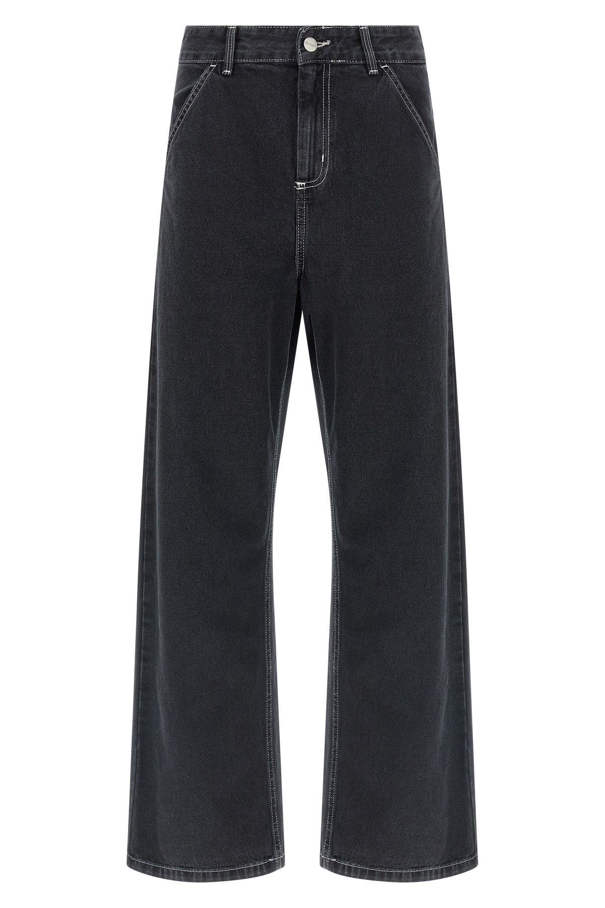 Carhartt Black Simple Jeans In Black