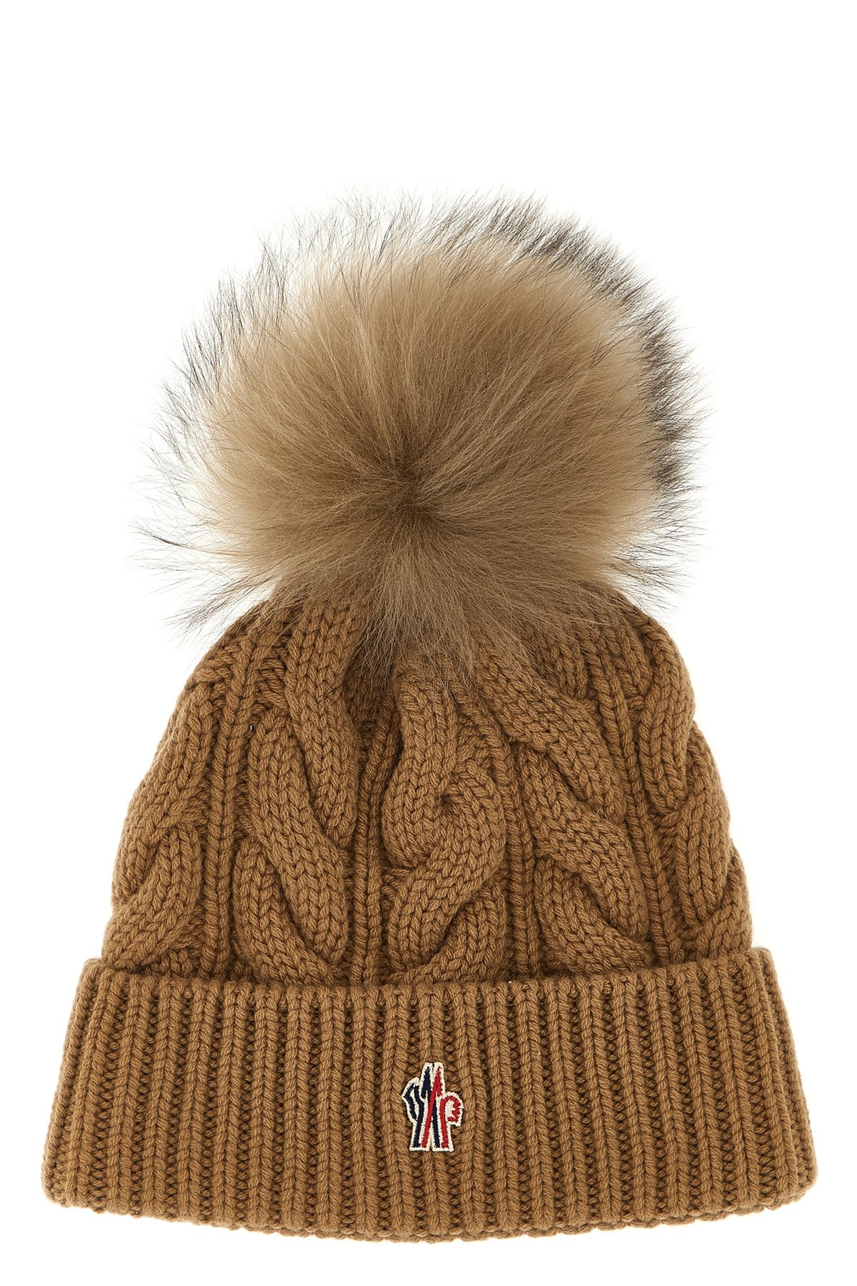 Moncler Grenoble Pompon Braided Cap In Brown