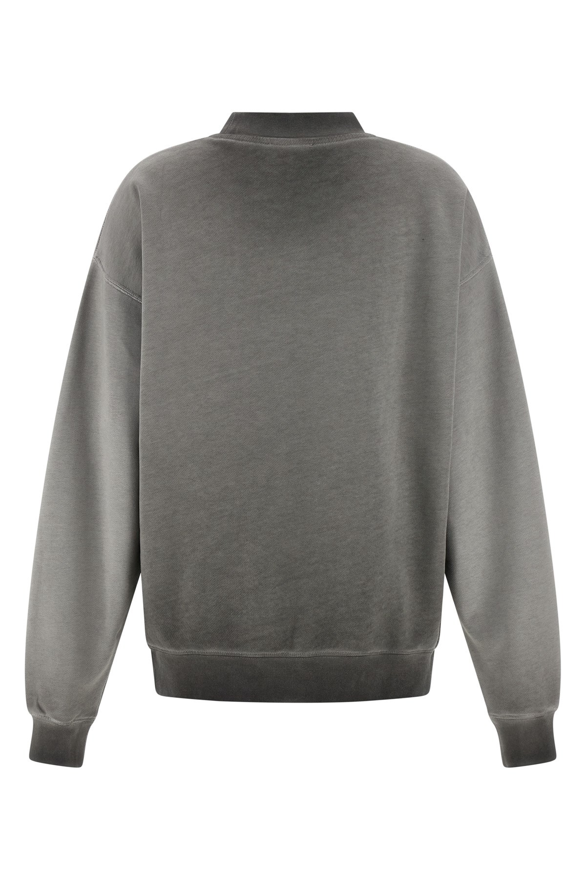 Off-white Crew Neck Sweatshirt With Long Sleeves And Ribbed Cuffs In Gray