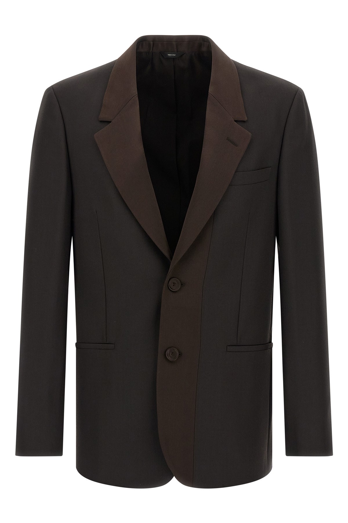 Fendi Tailored Wool Blazer Notch Lapel In Brown