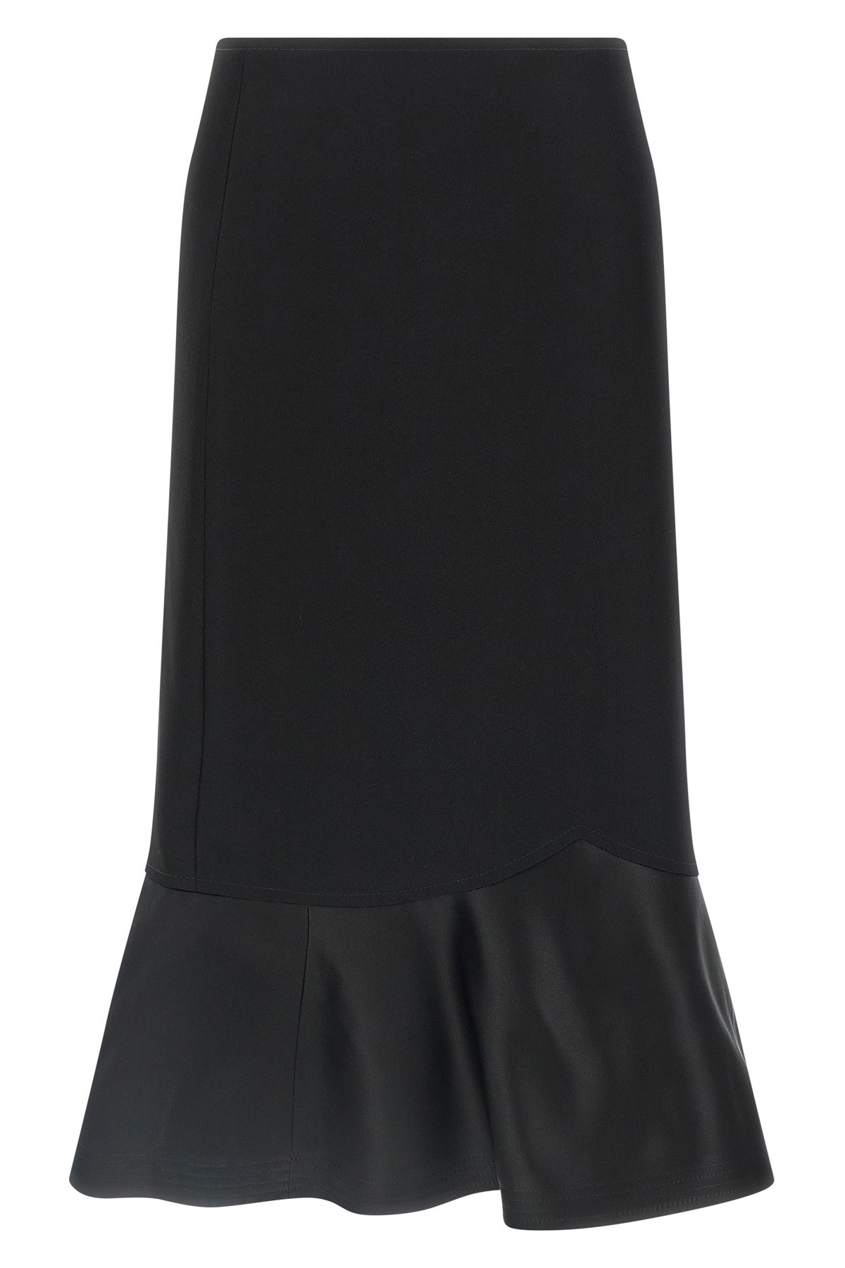 Fendi Ruffled Hem Skirt In Grain De Poudre In Black