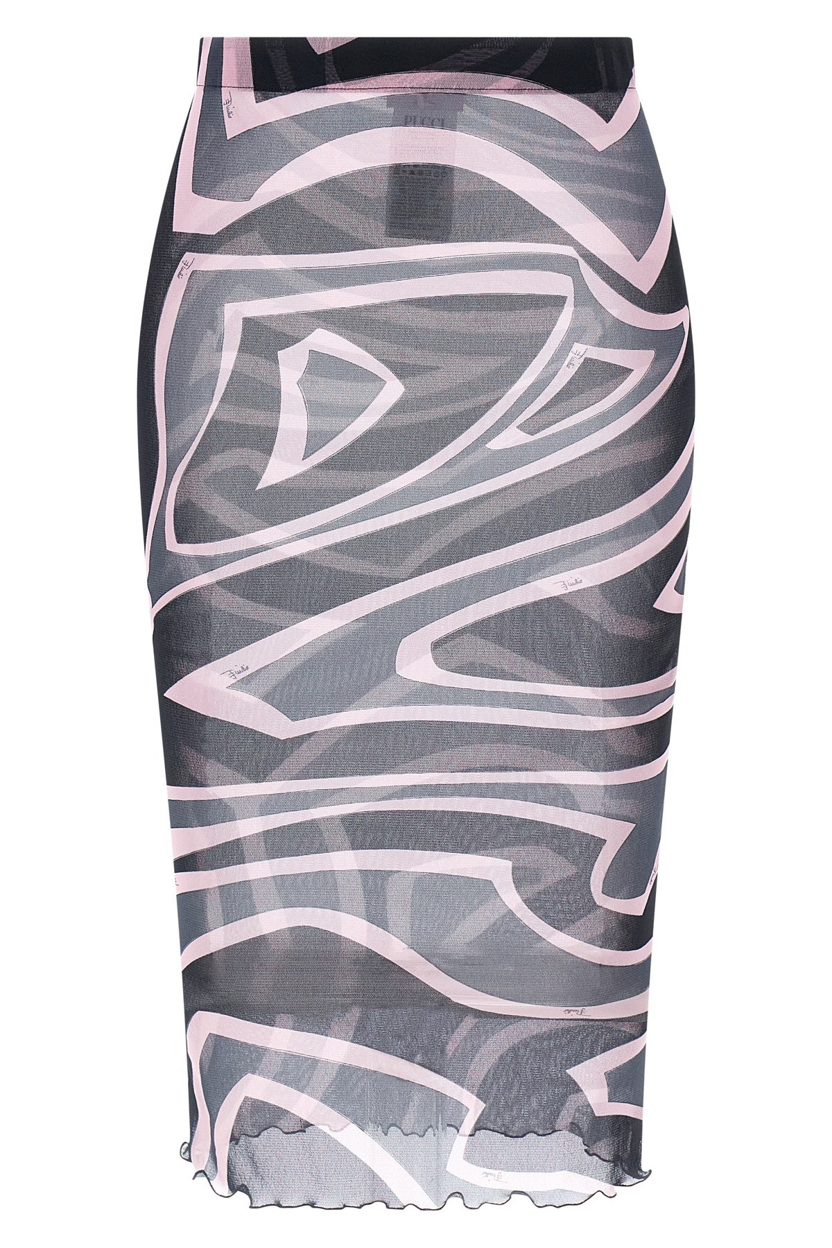 Pucci Prnted Tulle Longuette Midi Skirt Clothing In Blue