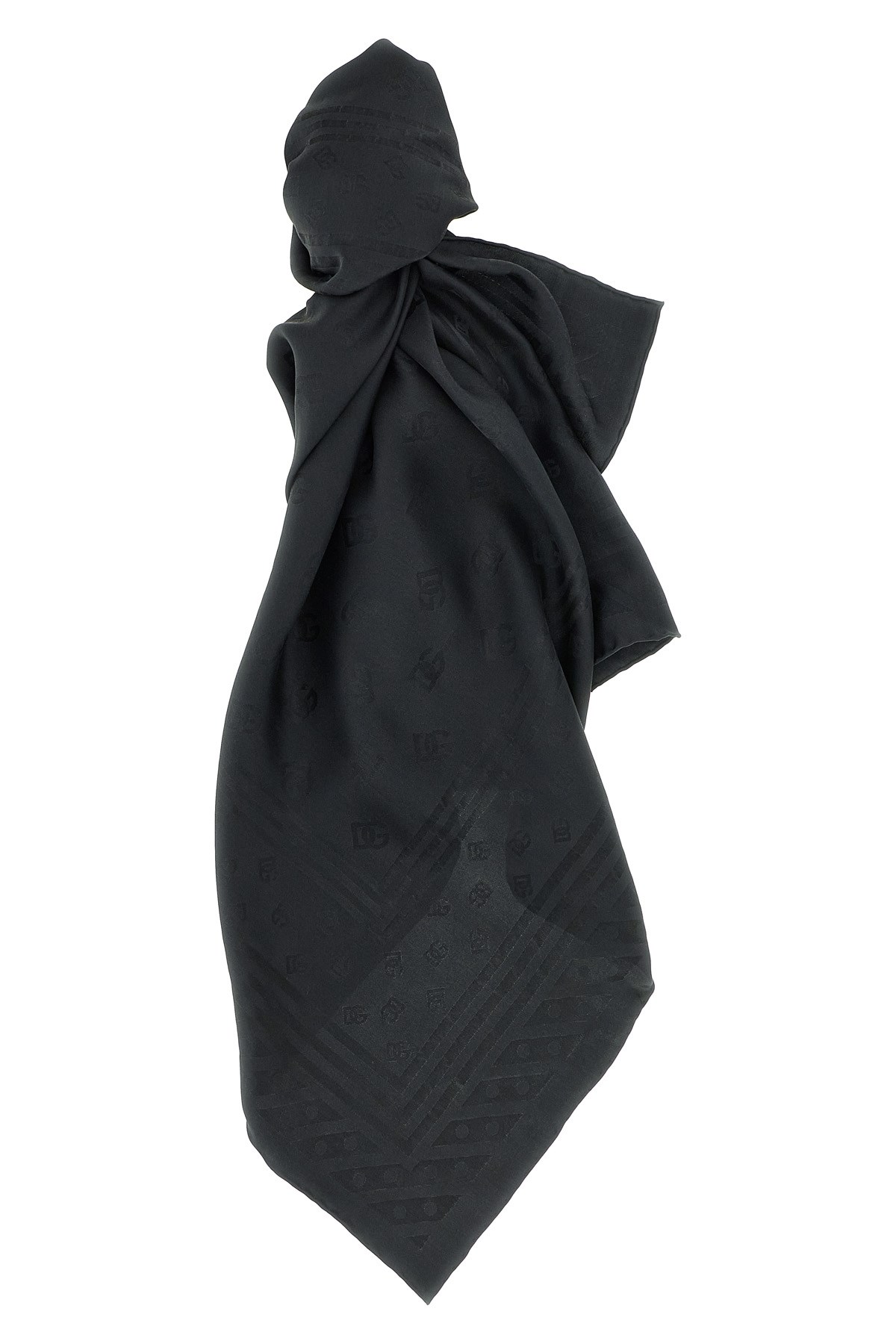 Dolce & Gabbana Logo Scarf Scarves And Foulards Black In Black