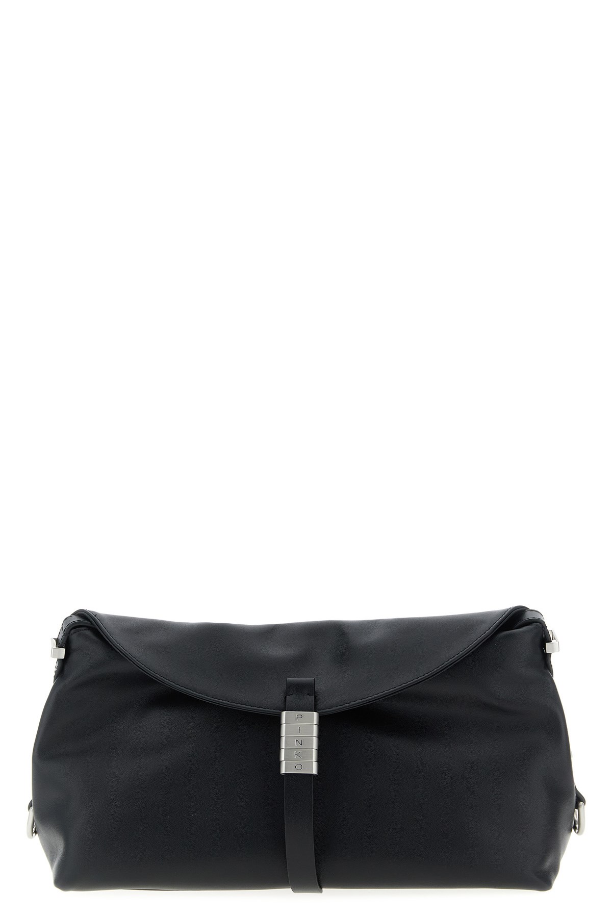 Pinko Medium Leather Saddle Bag Baguette Shoulder Bag In Black