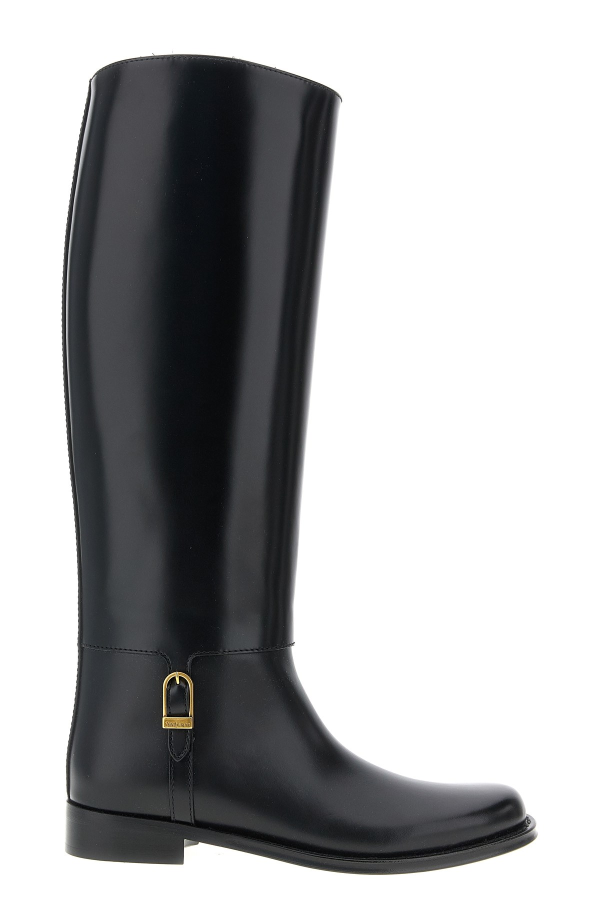 Saint Laurent Black Horny Leather Boots In Black