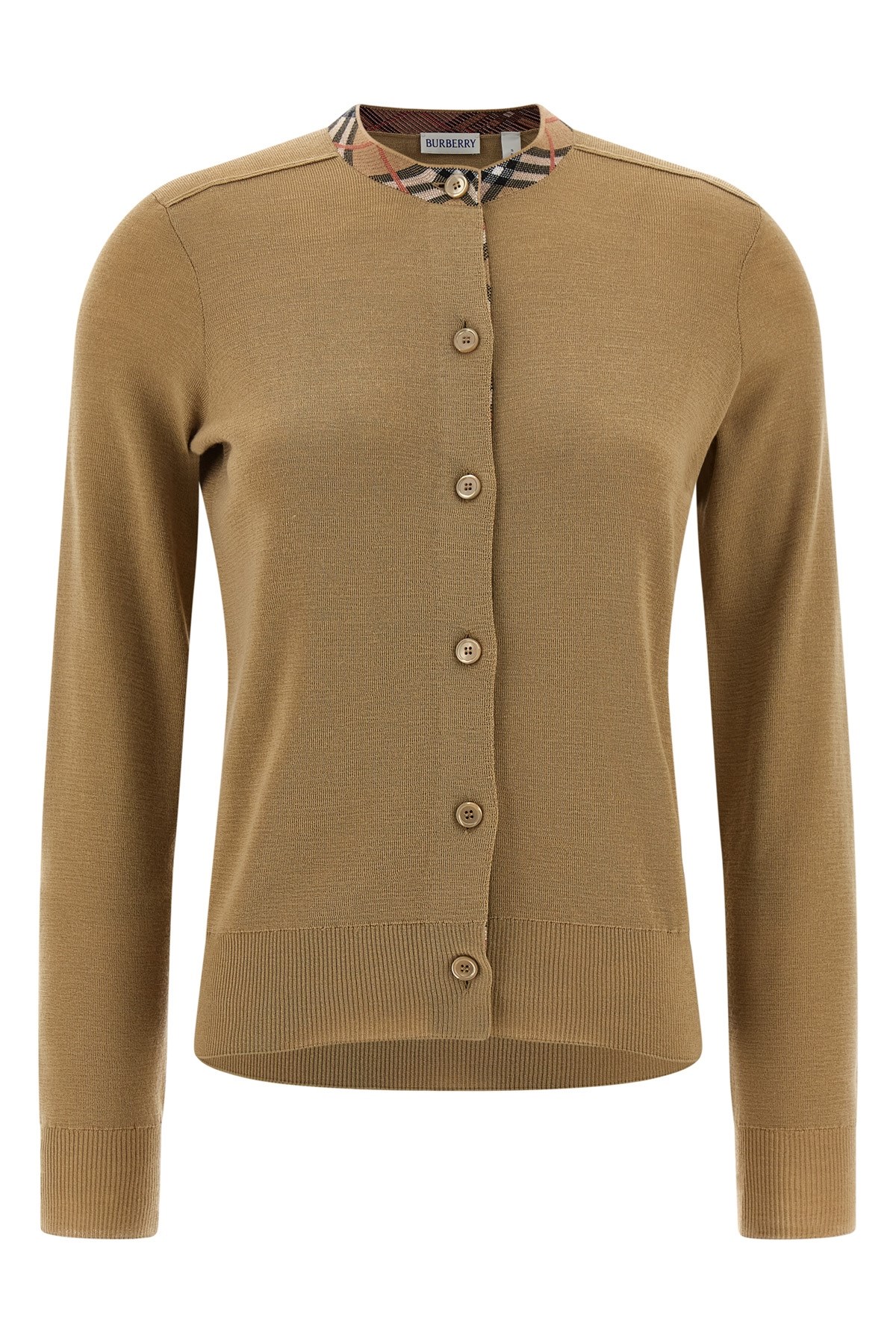 Burberry Check Insert Cardigan Sweaters And Cardigans Beige In Green