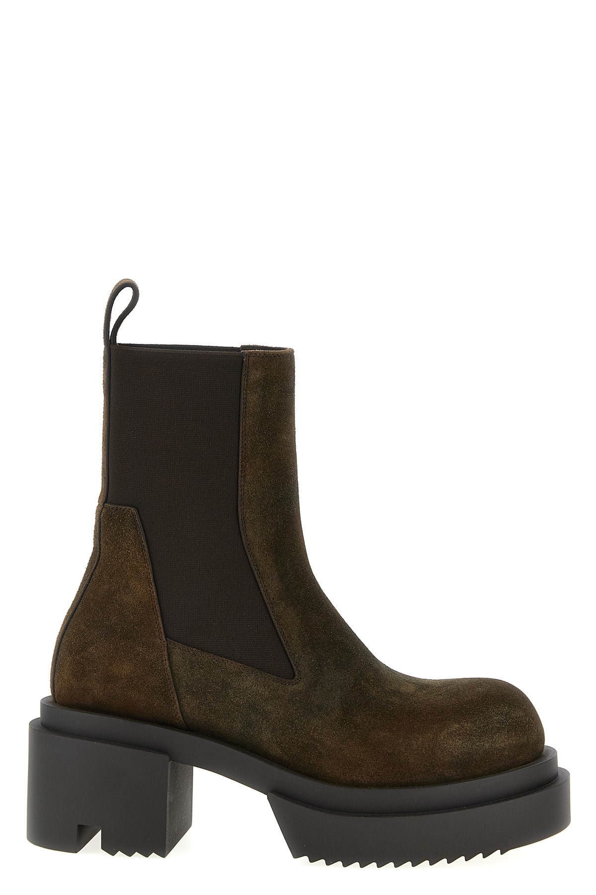 Rick Owens Chunky Sole Ankle Boots With Elastic Panels In Burgundy