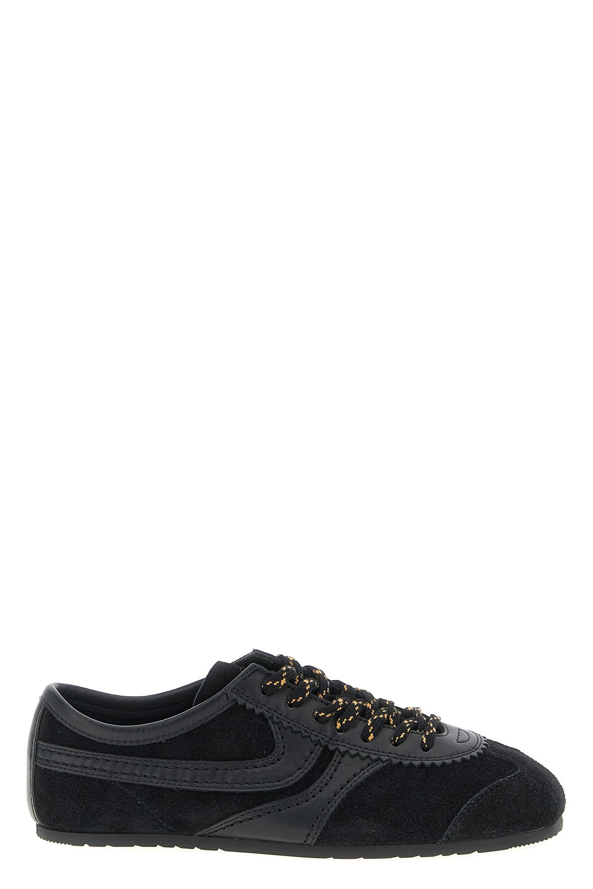 Dries Van Noten Suede Texture Sneakers Featuring Contrast Stitching In Blue
