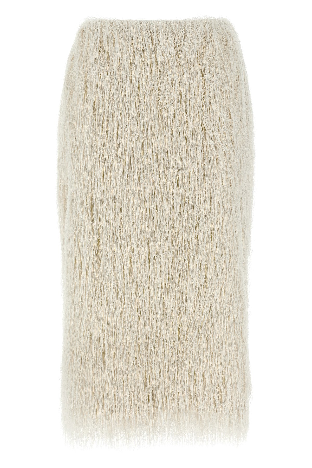Dries Van Noten Fringe Textured Finish Skirt In White