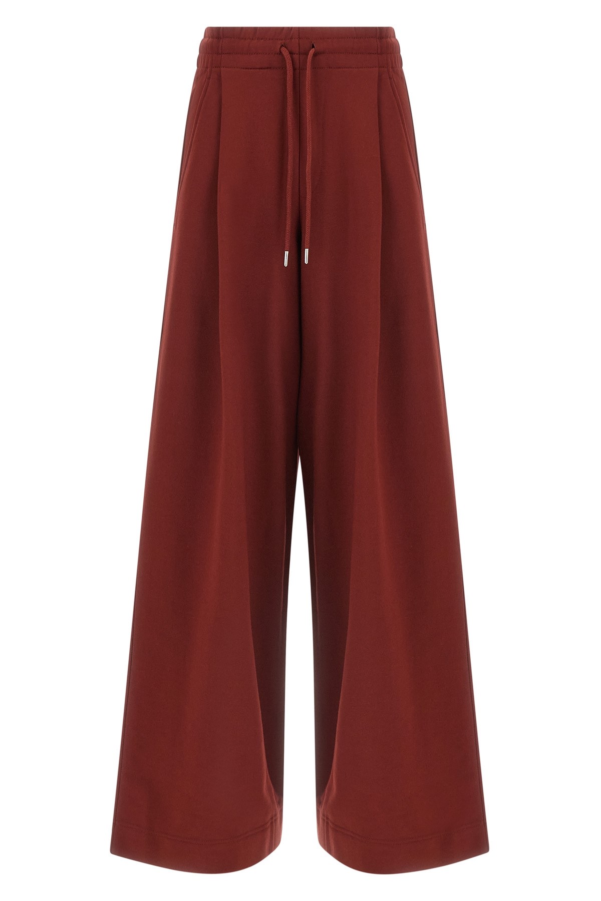 Dries Van Noten Hadium Pleated Cotton Wide Leg Sweatpants In Burgundy