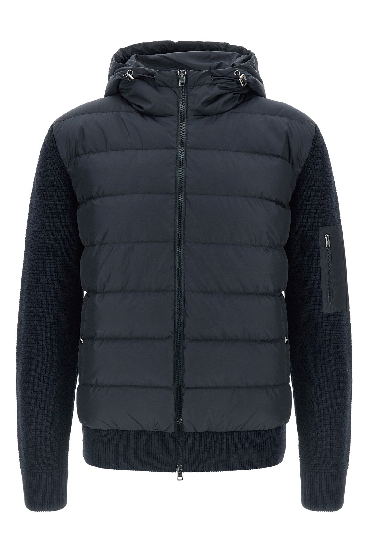 Herno Bi-material Down Jacket In Black