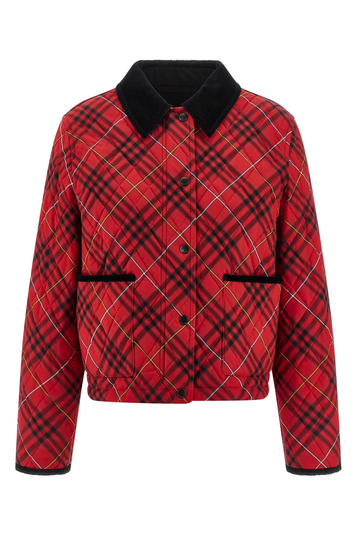 Burberry Cropped Check Cotton Quilted Jacket In Multi