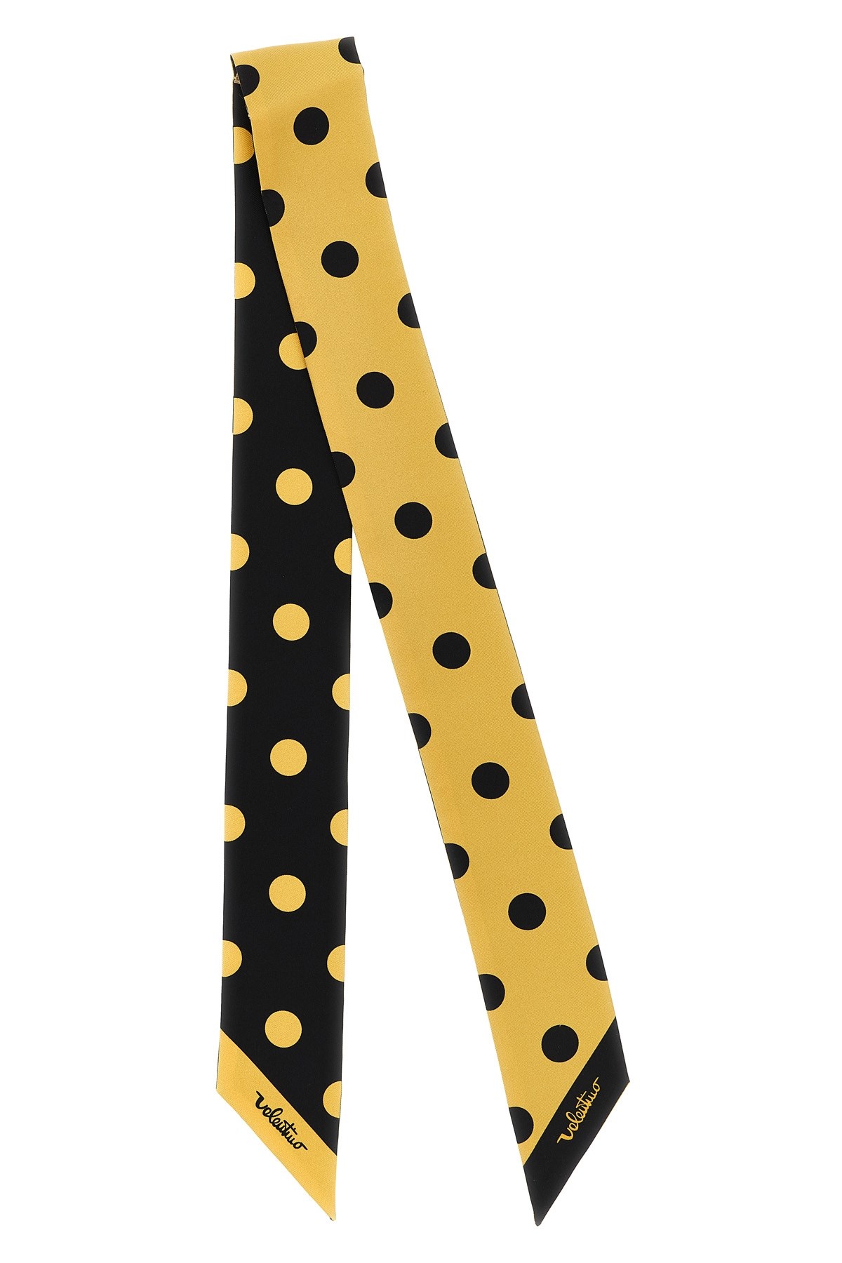 Valentino Yellow Bandeau Polka Dot Print Bandana Scarf In Yellow