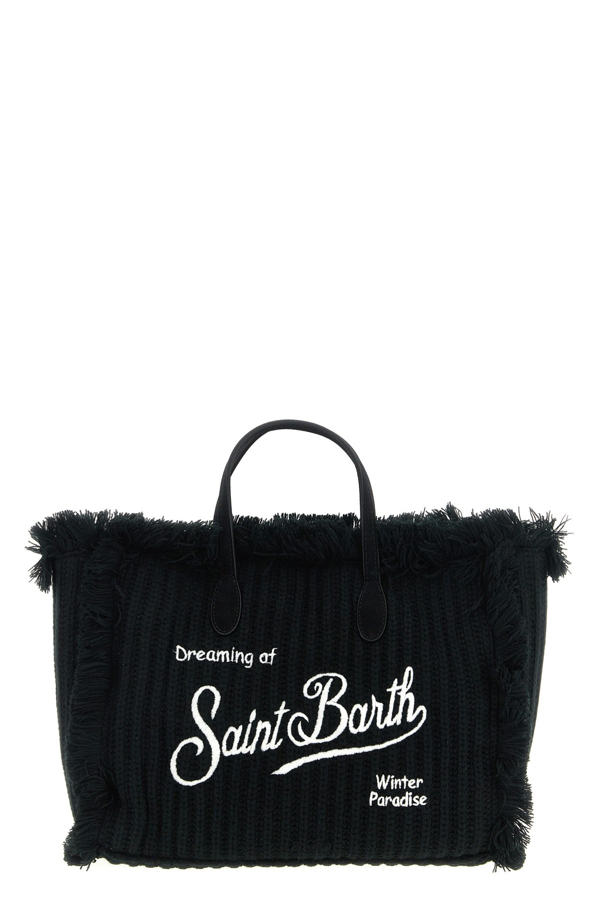 Mc2 Saint Barth Colette Wool Rib Bag With Embroidery In Black