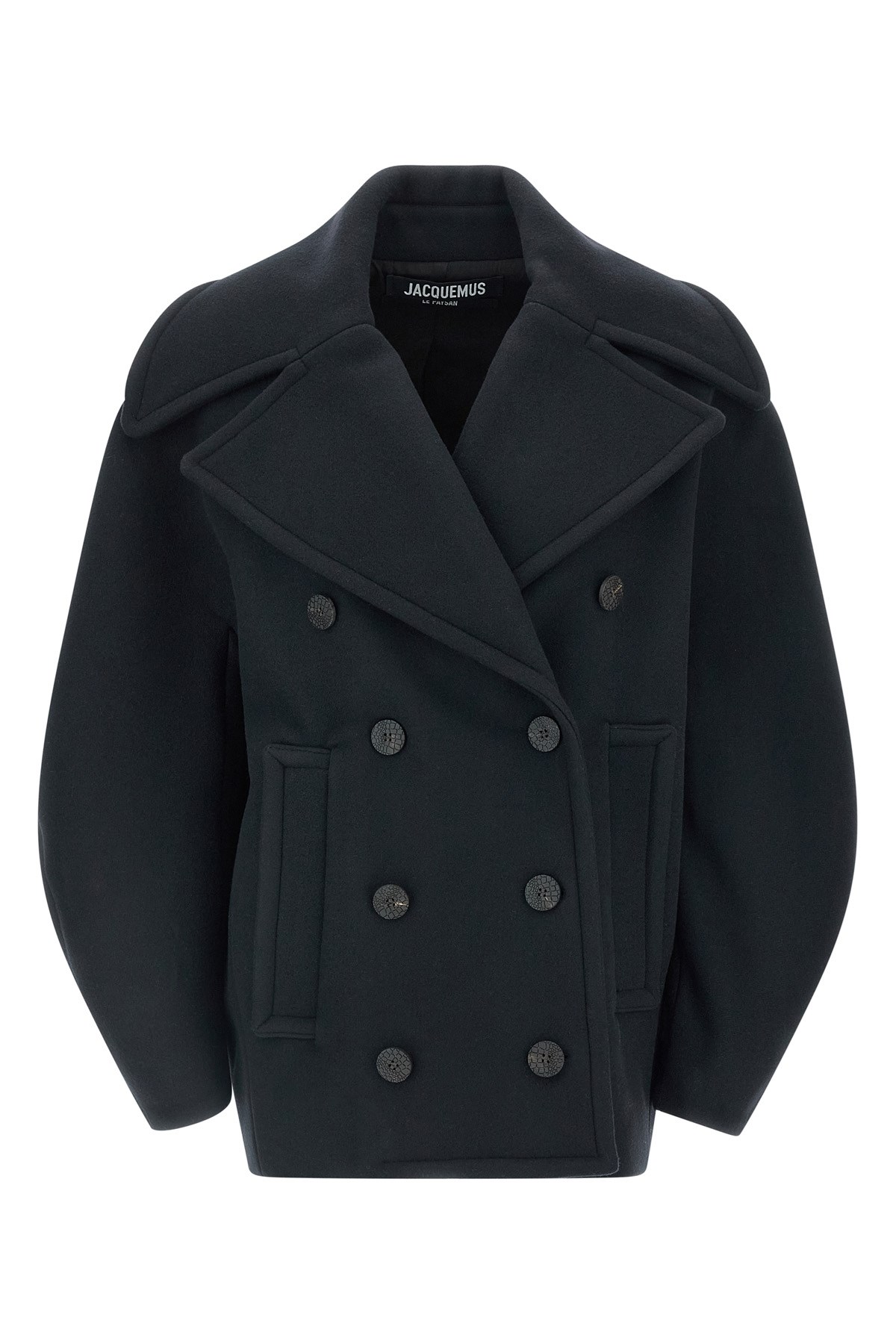 Jacquemus Double-breasted Coat Featuring Notched Lapels In Black