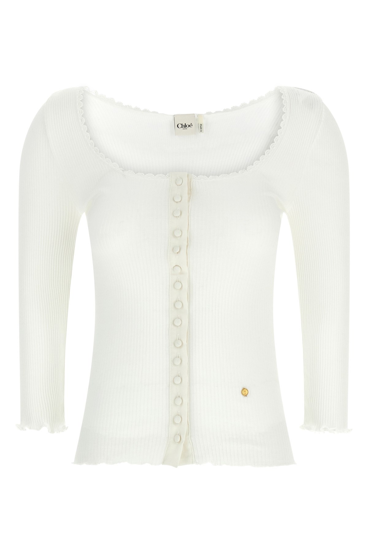 Chloé Mini Ruffled Cardigan In Neutral