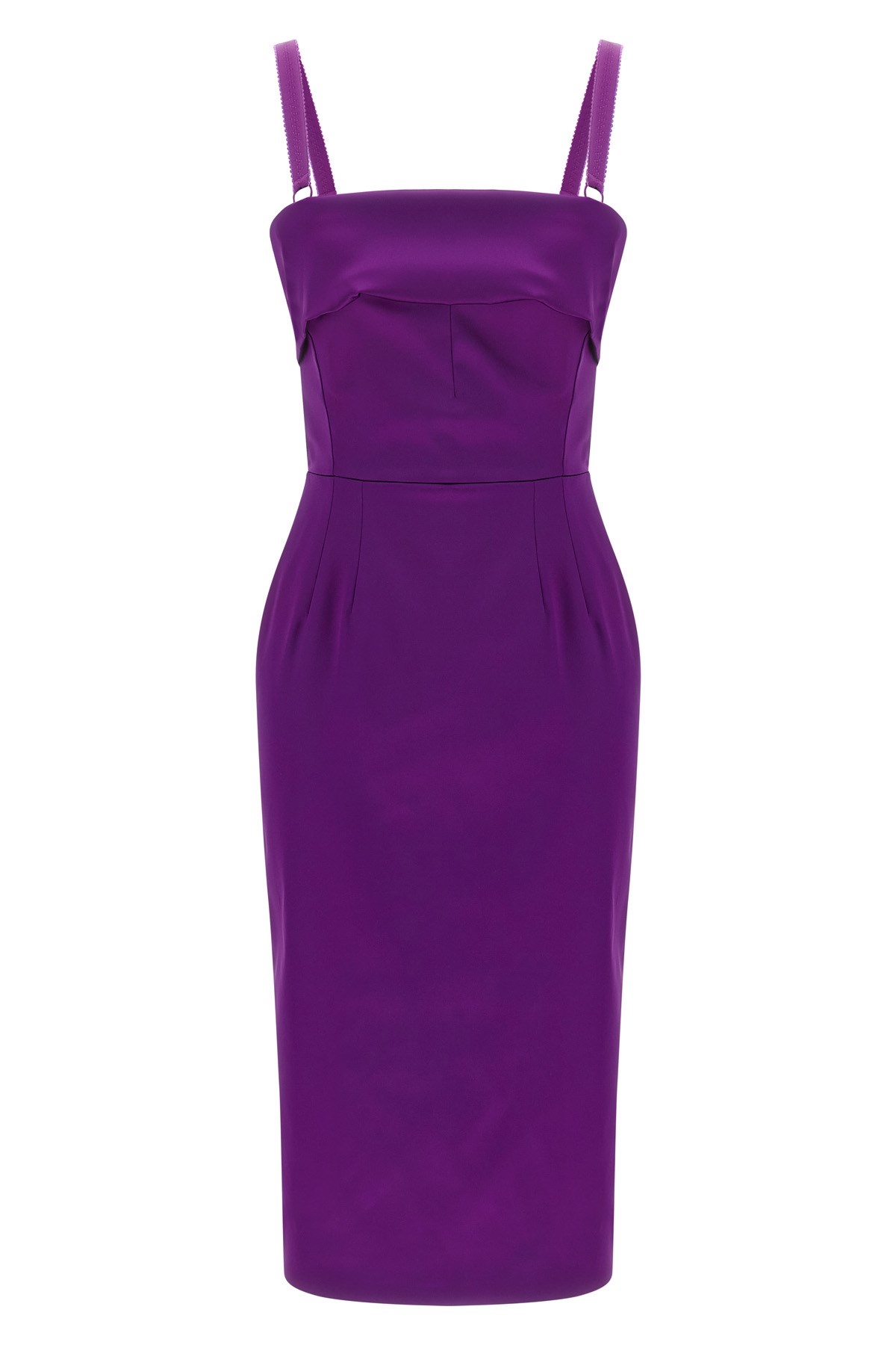Dolce & Gabbana Spaghetti Strap Fitted Dress With Front Slit In Purple