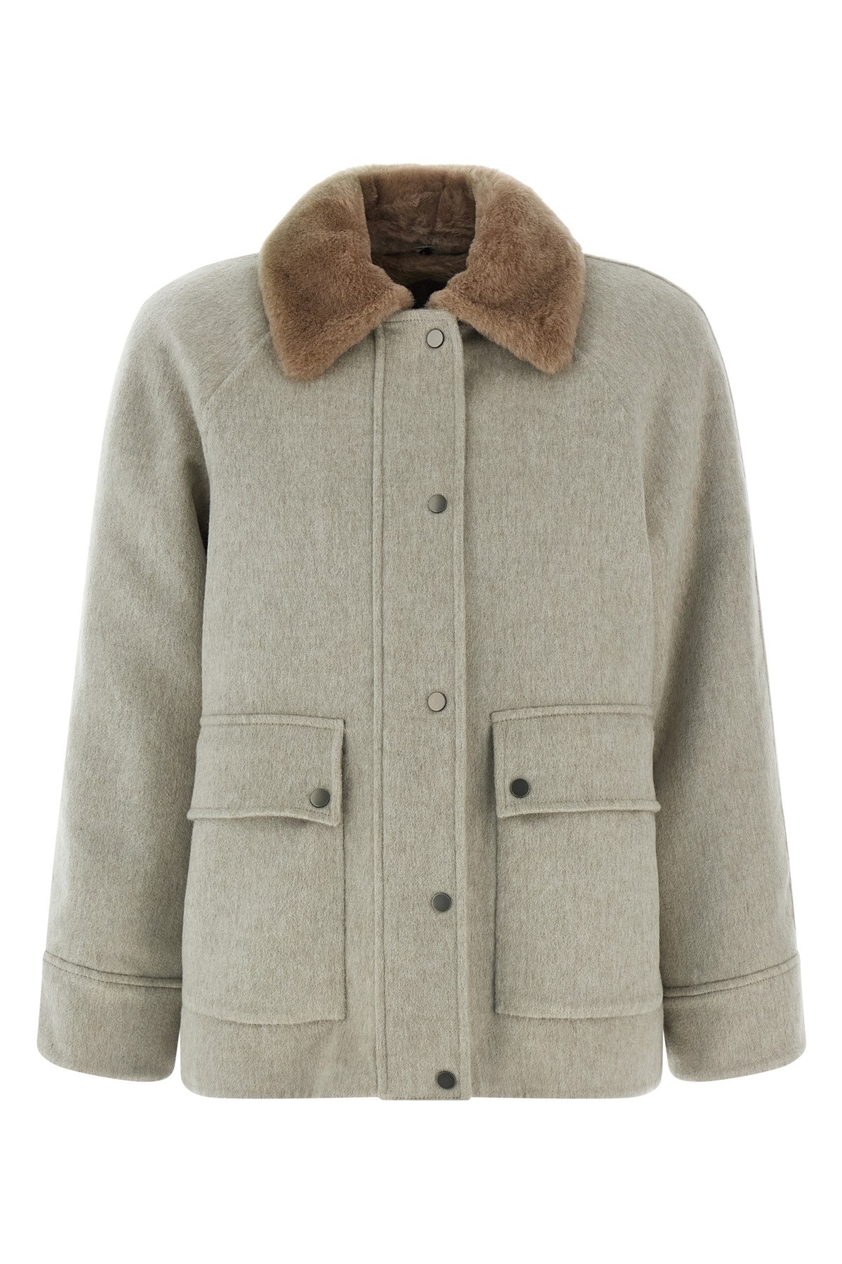 Brunello Cucinelli Sheepskin Insert Jacket In Gray