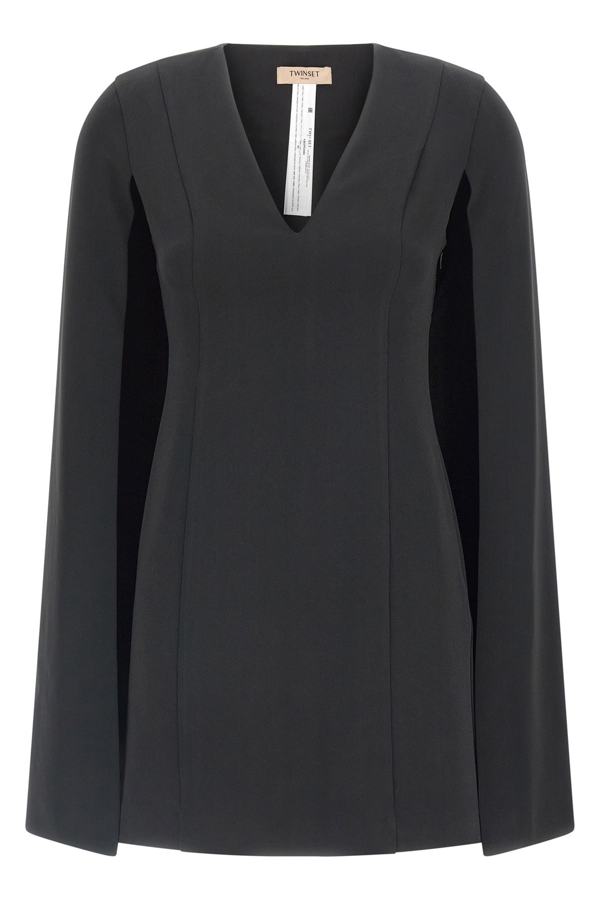 Twinset V-neck Cape Dress In Black