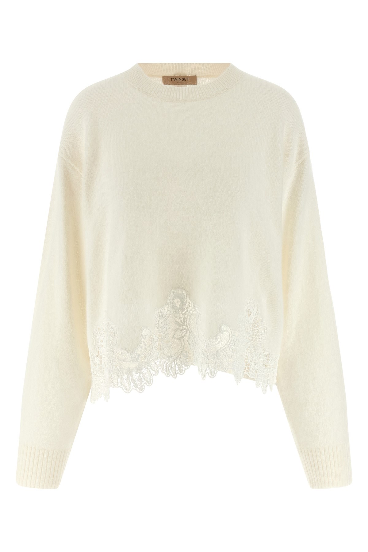 Twinset Lace Insert Sweater In White