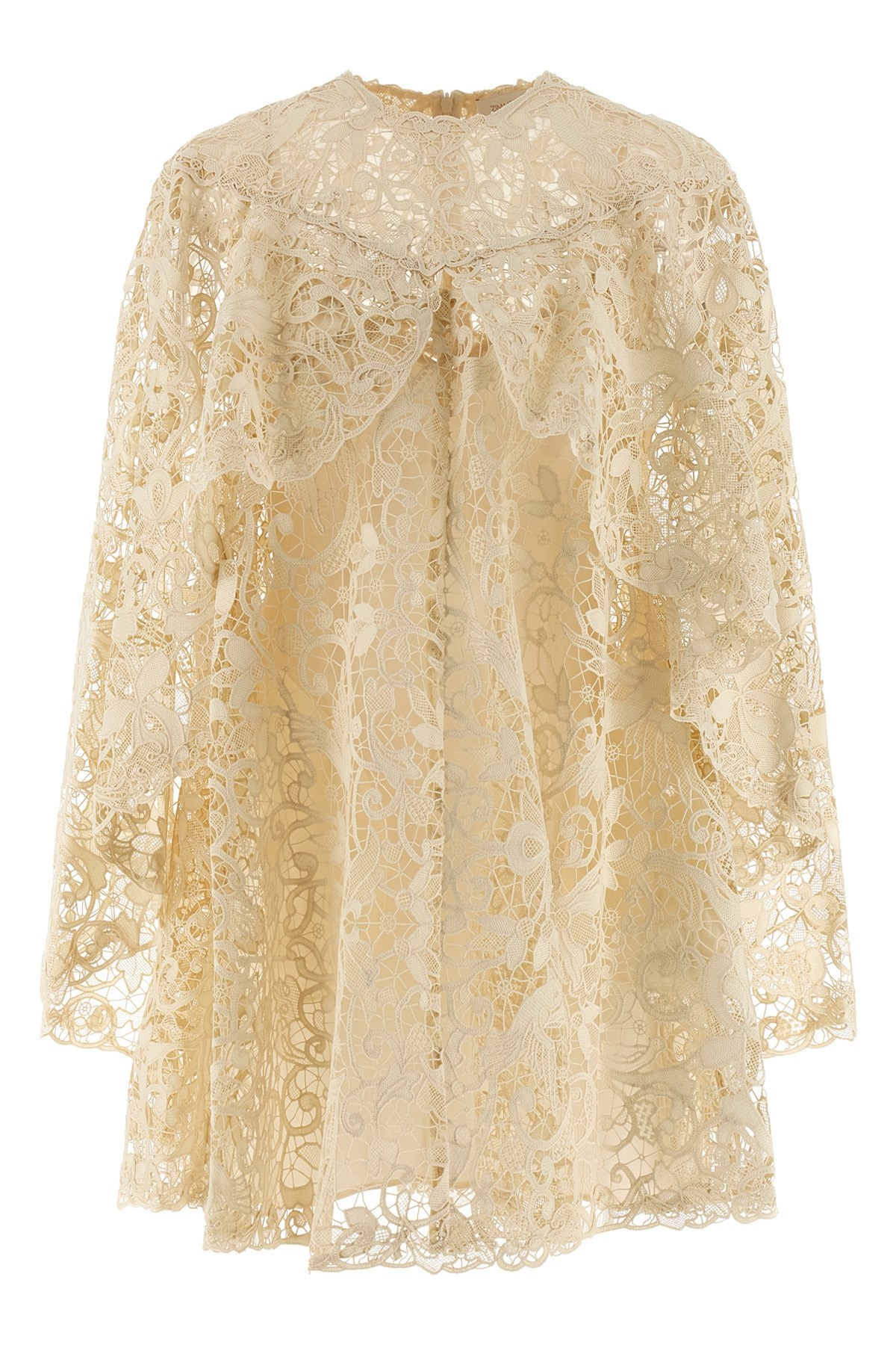 Zimmermann Memento Bird Lace Mini Dresses Beige In Sand