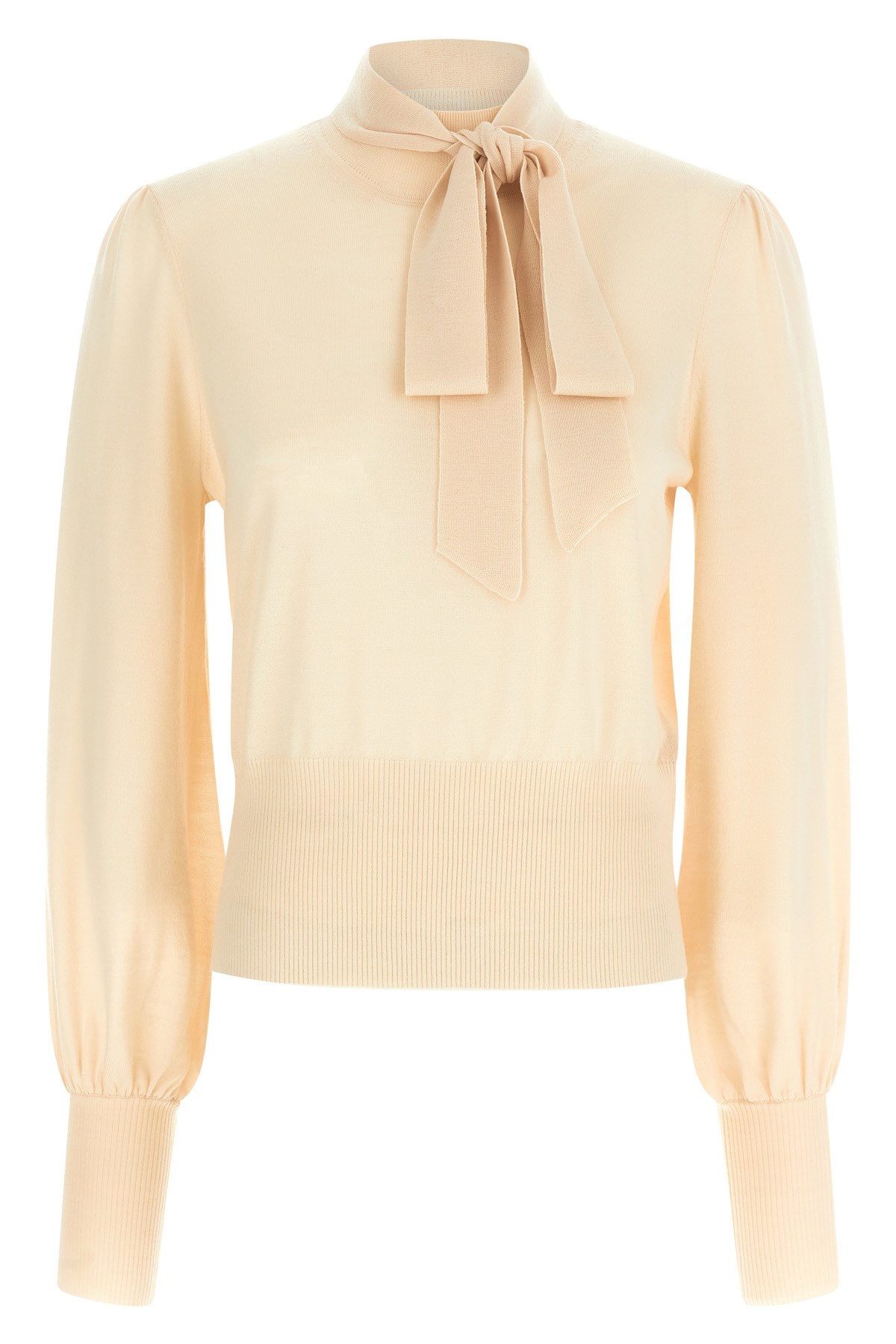 Zimmermann Pussybow Puff-sleeve Blouse In Nude