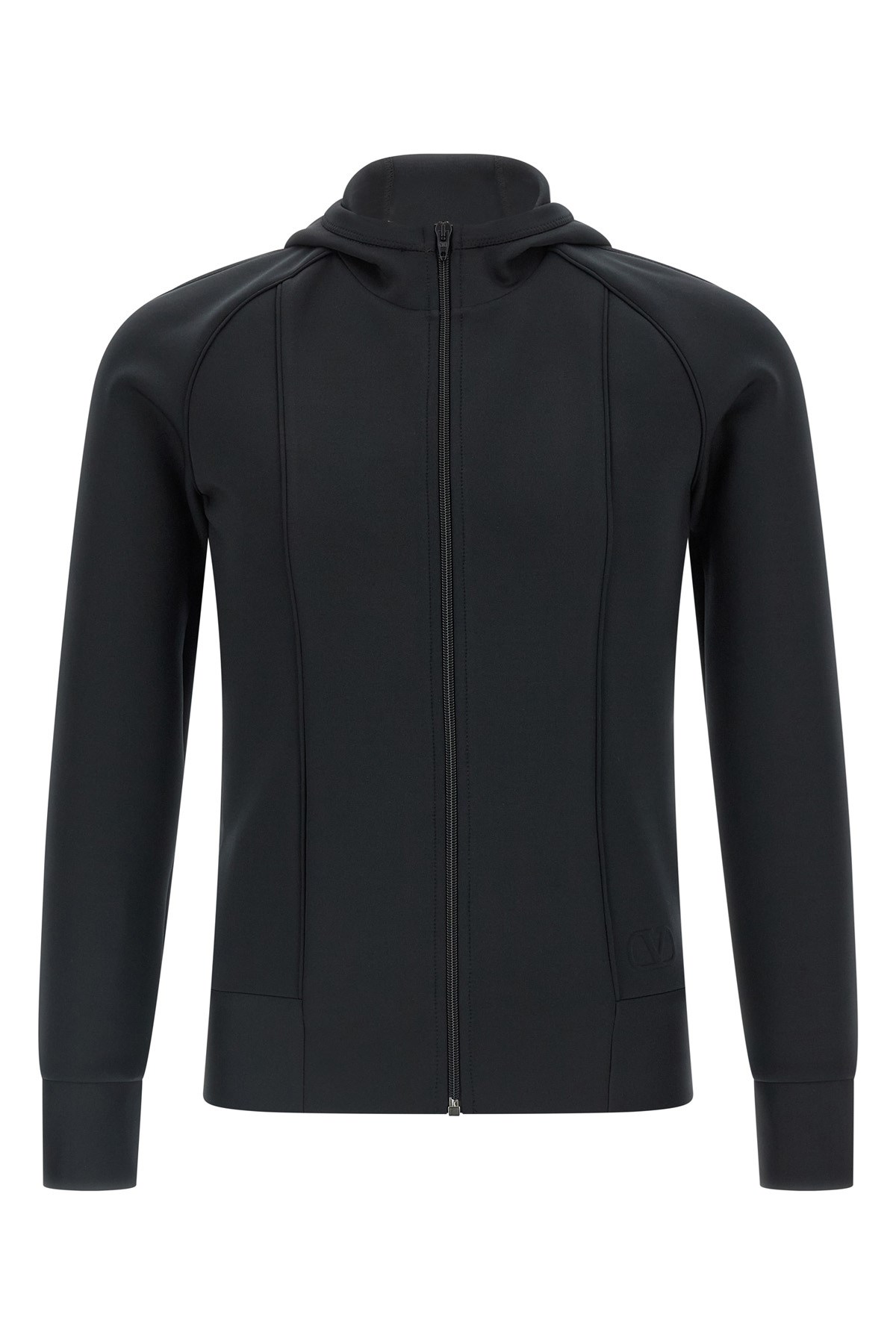 Valentino Hooded Sweater With Long Sleeves And Ribbed Cuffs In Black