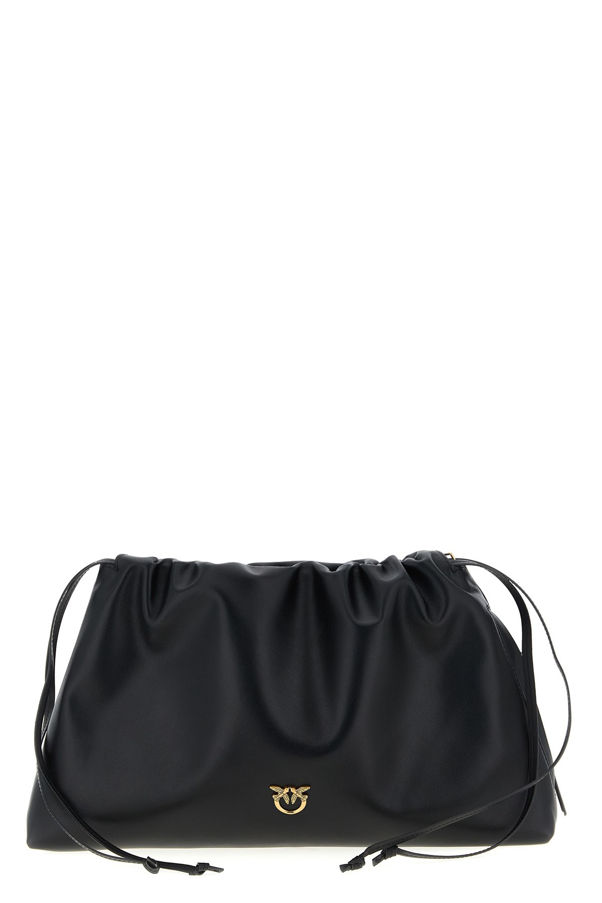 Pinko Maxi Leather Clutch In Black