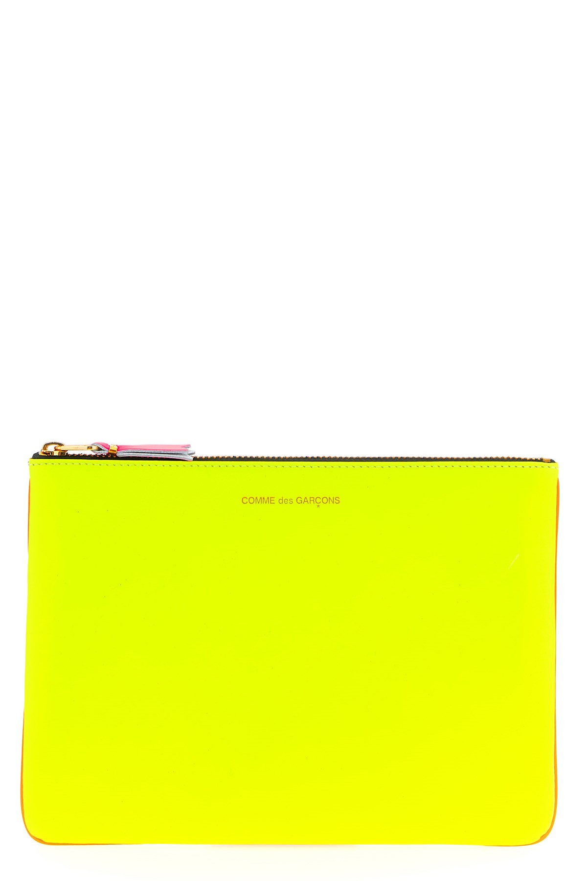 Comme Des Garçons Portafoglio In Pelle Di Capra Giallo Arancio Super Fluo Compatto In Green