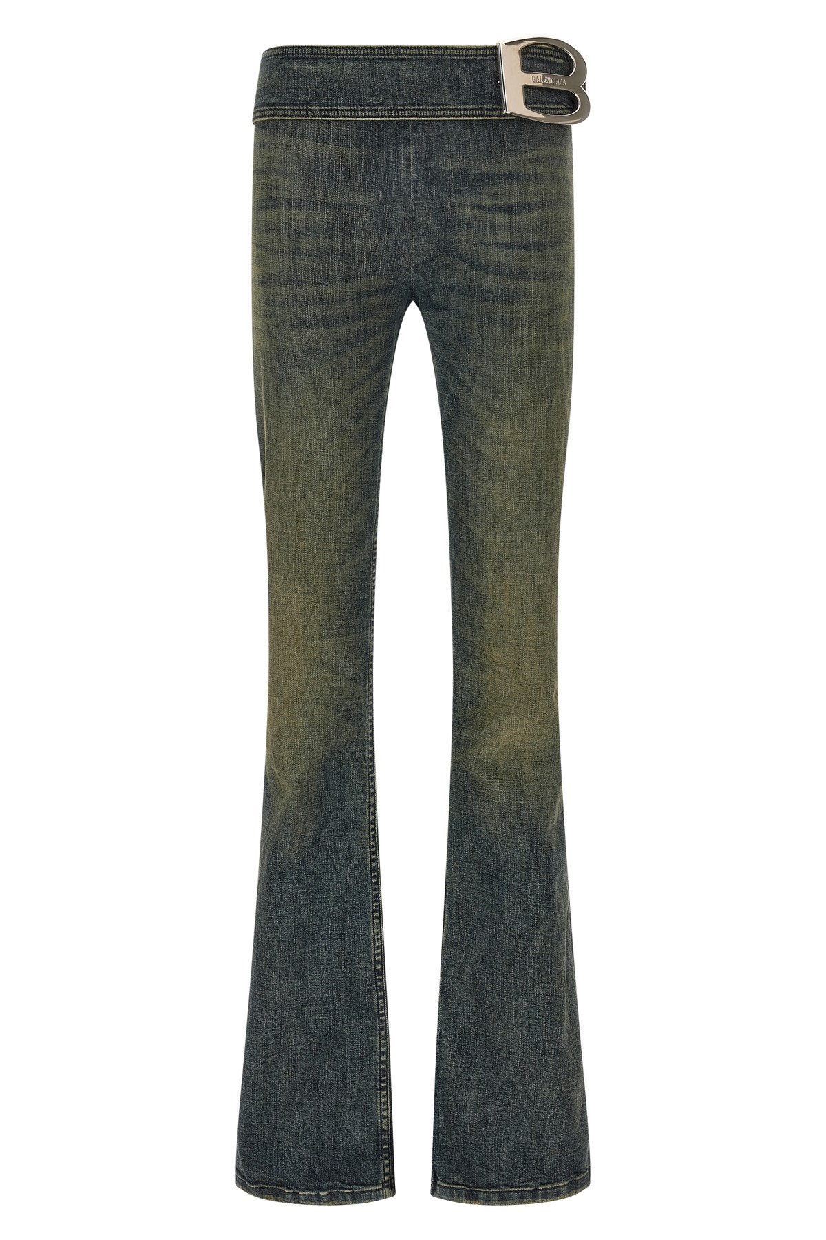 Balenciaga 'bootcut Buckle' Jeans In Blue