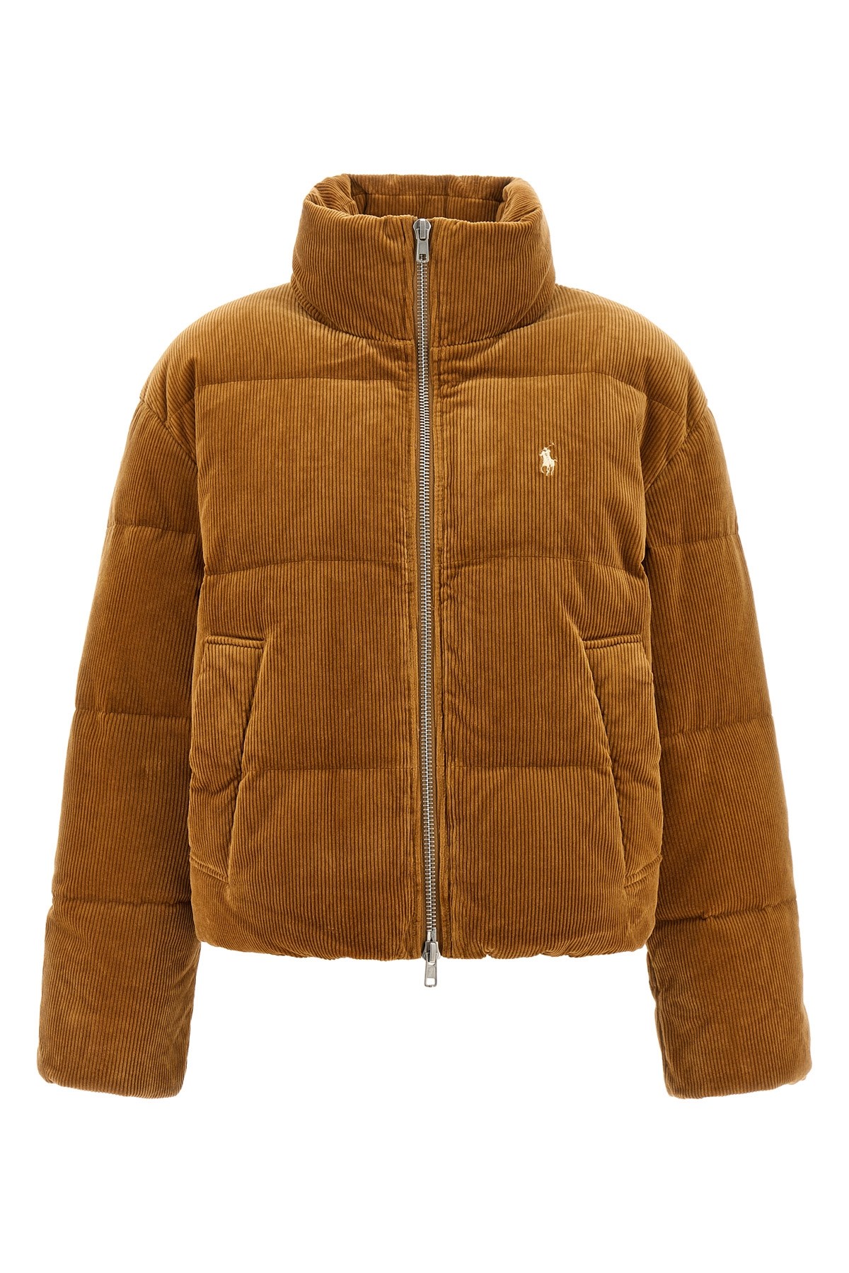 Polo Ralph Lauren Ribbed Velvet Down Jacket In Brown