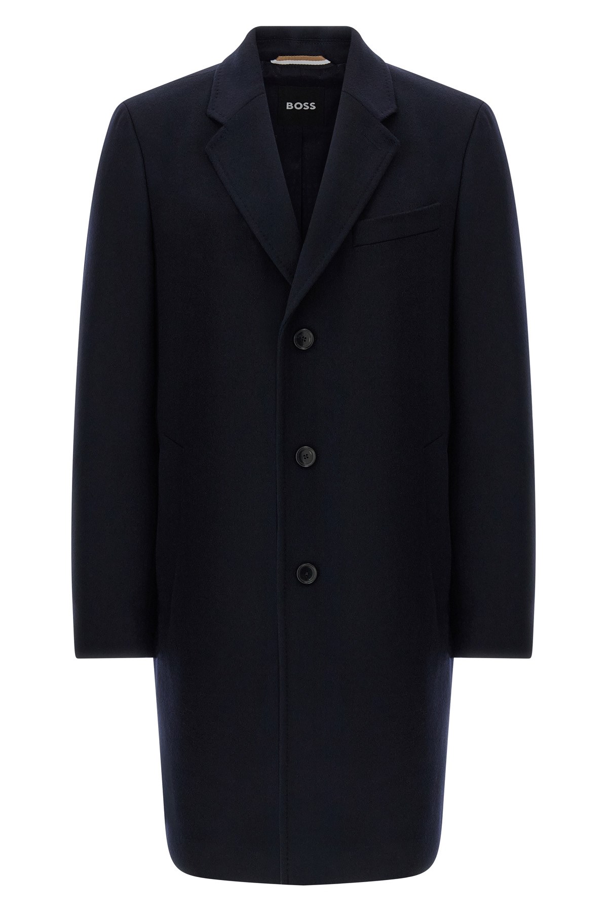 Hugo Boss Button Single-breasted Coat In Blue