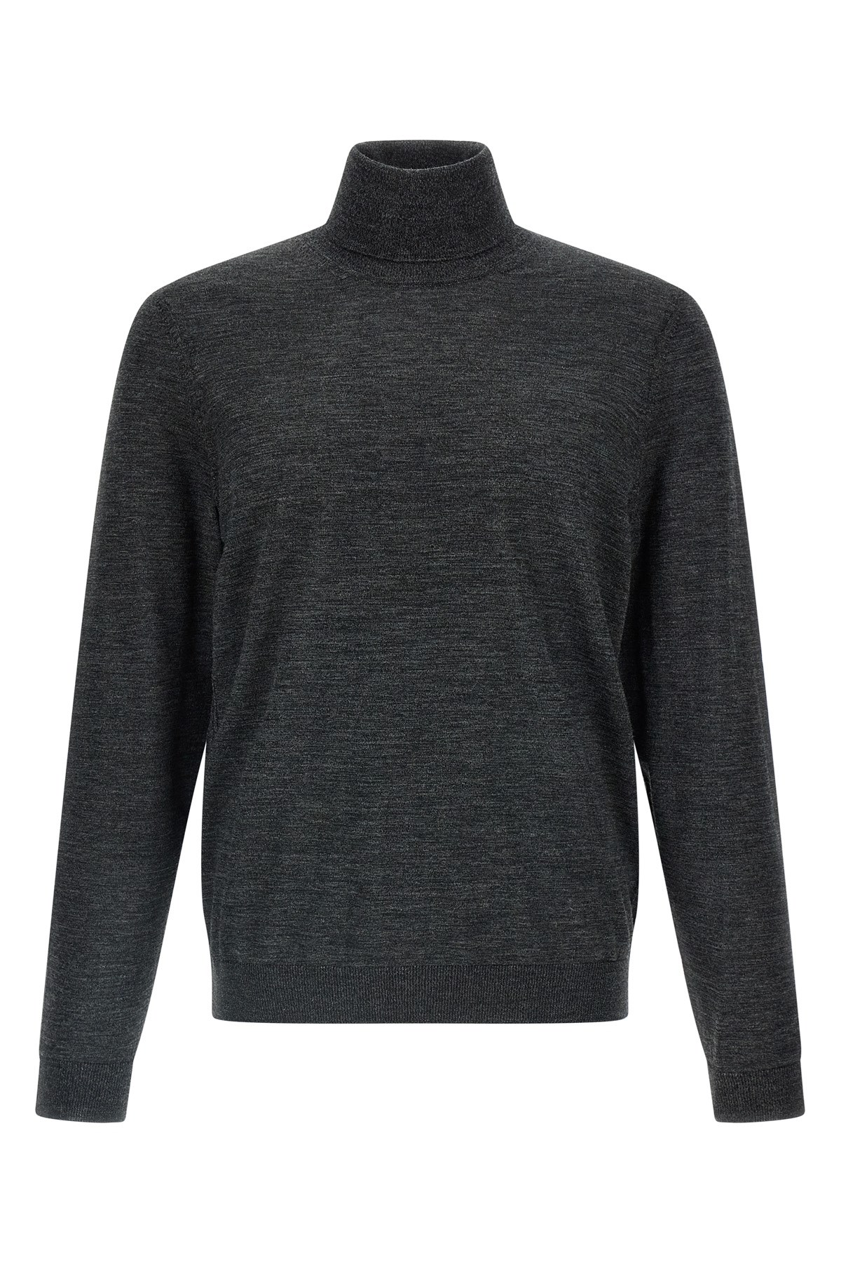Hugo Boss Grey Turtleneck Wool Sweater In Gray