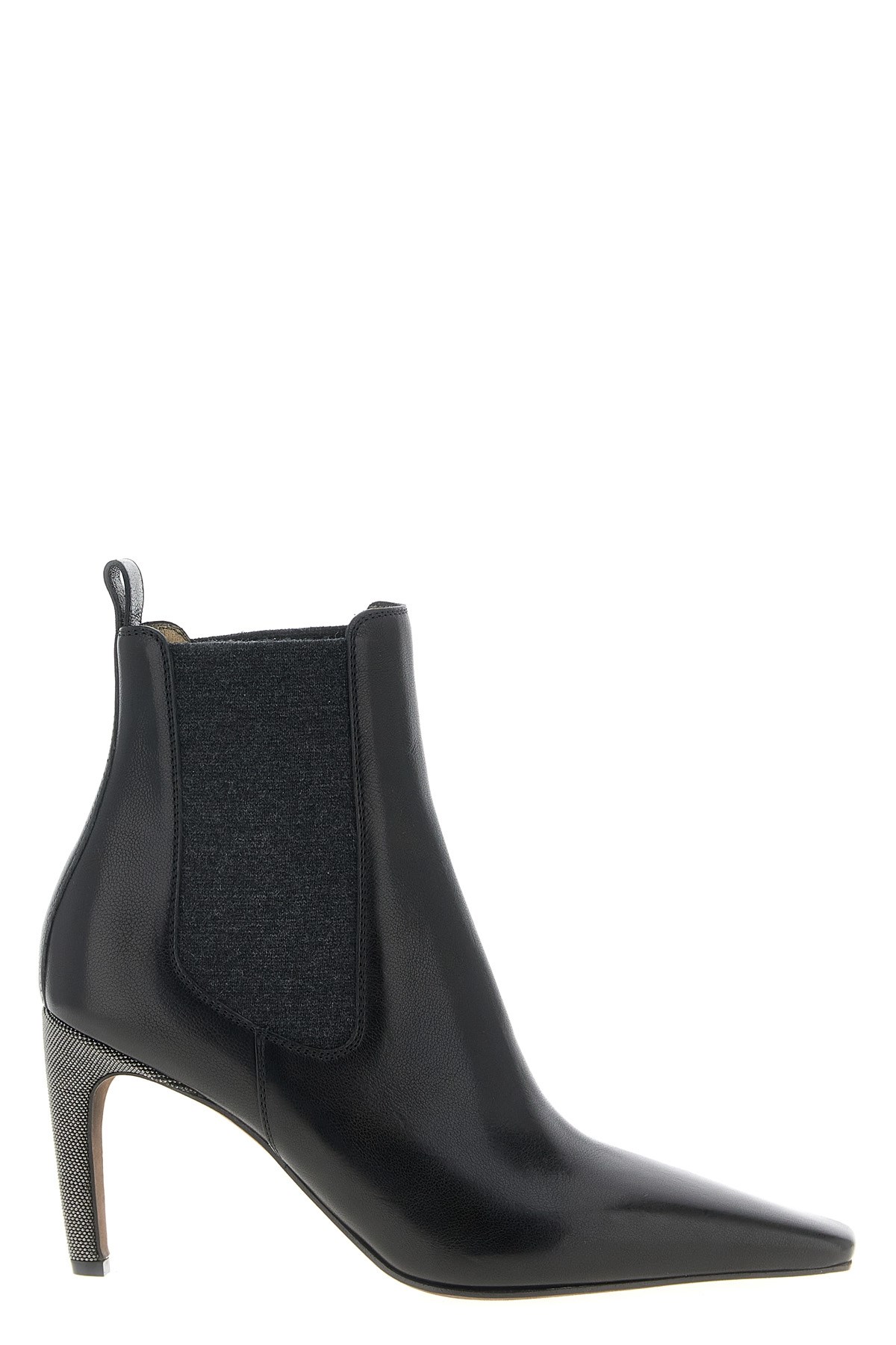 Brunello Cucinelli Leather Stiletto Heel Ankle Boots In Animal Print