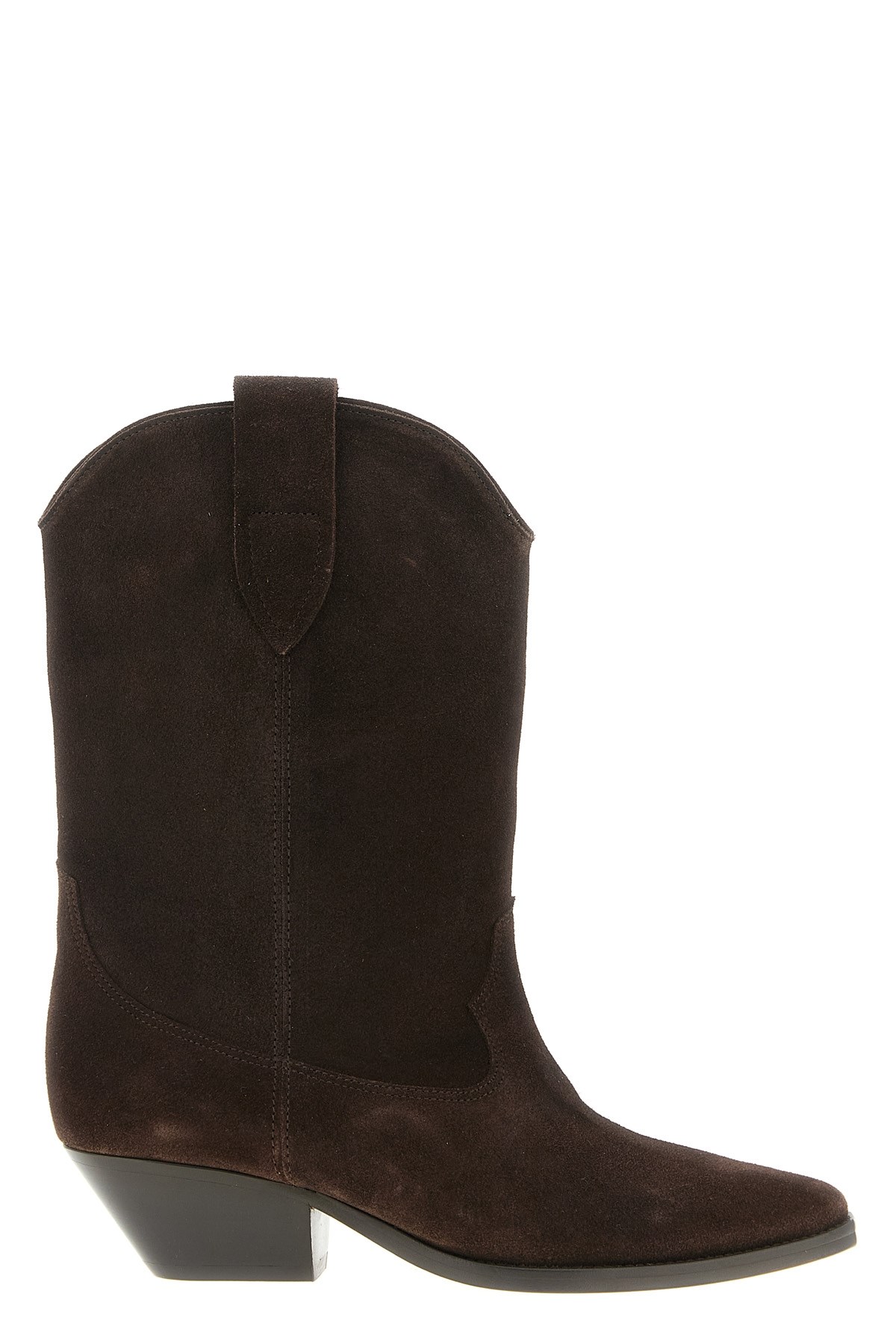 Isabel Marant Western Style Suede Ankle Boots With Stacked Heel In Animal Print