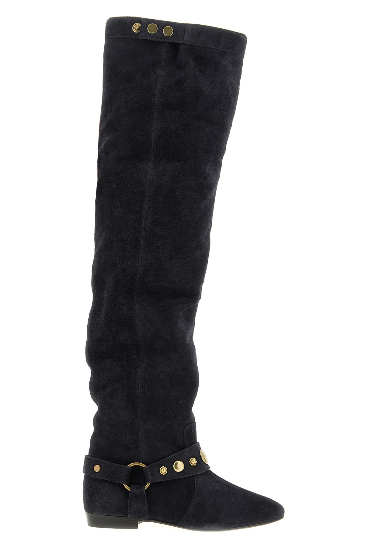 Isabel Marant Over-the-knee Suede Boots Decorative Strap In Black
