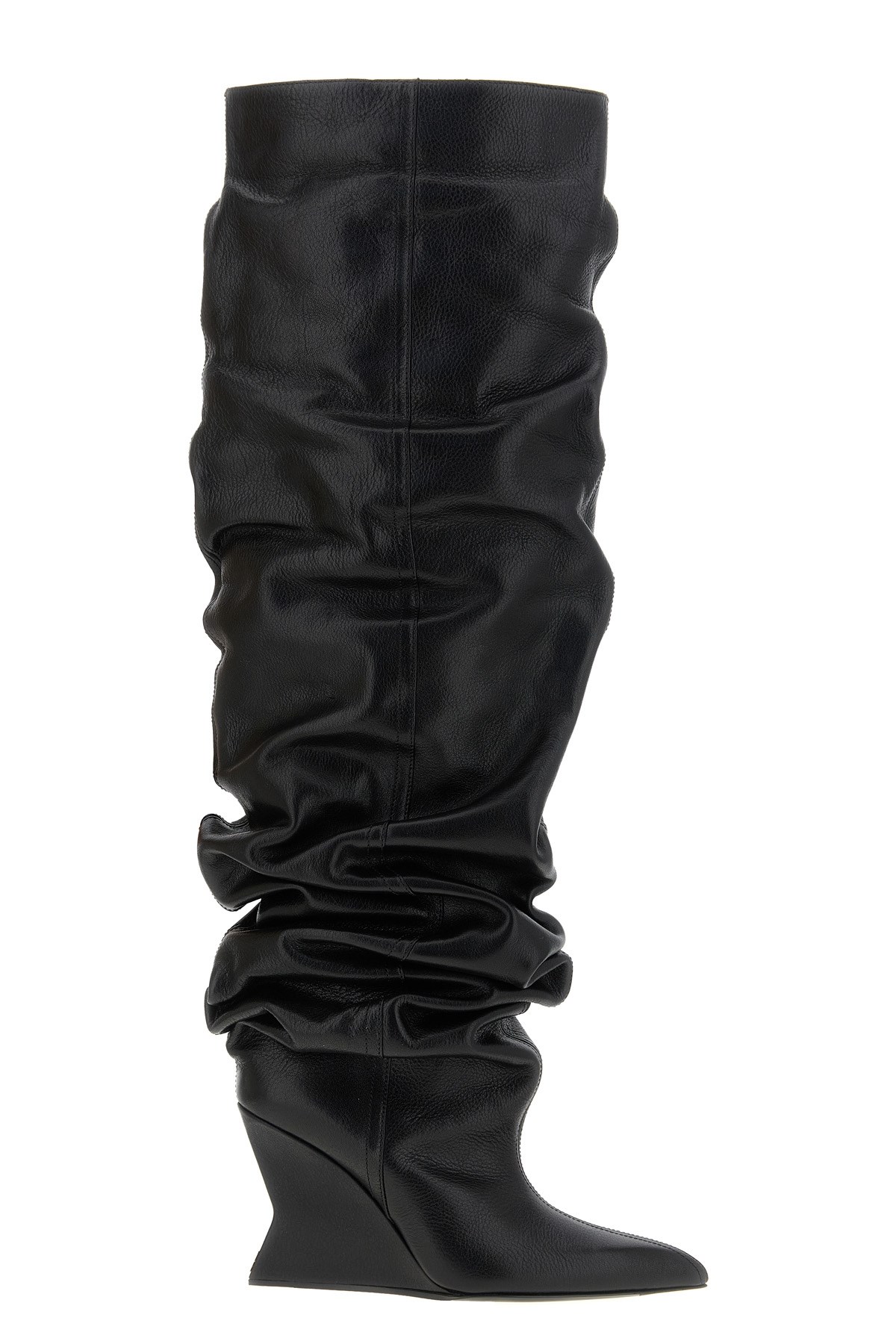 Balmain 95mm Calfskin Wedge Over-the-knee Boots In Black