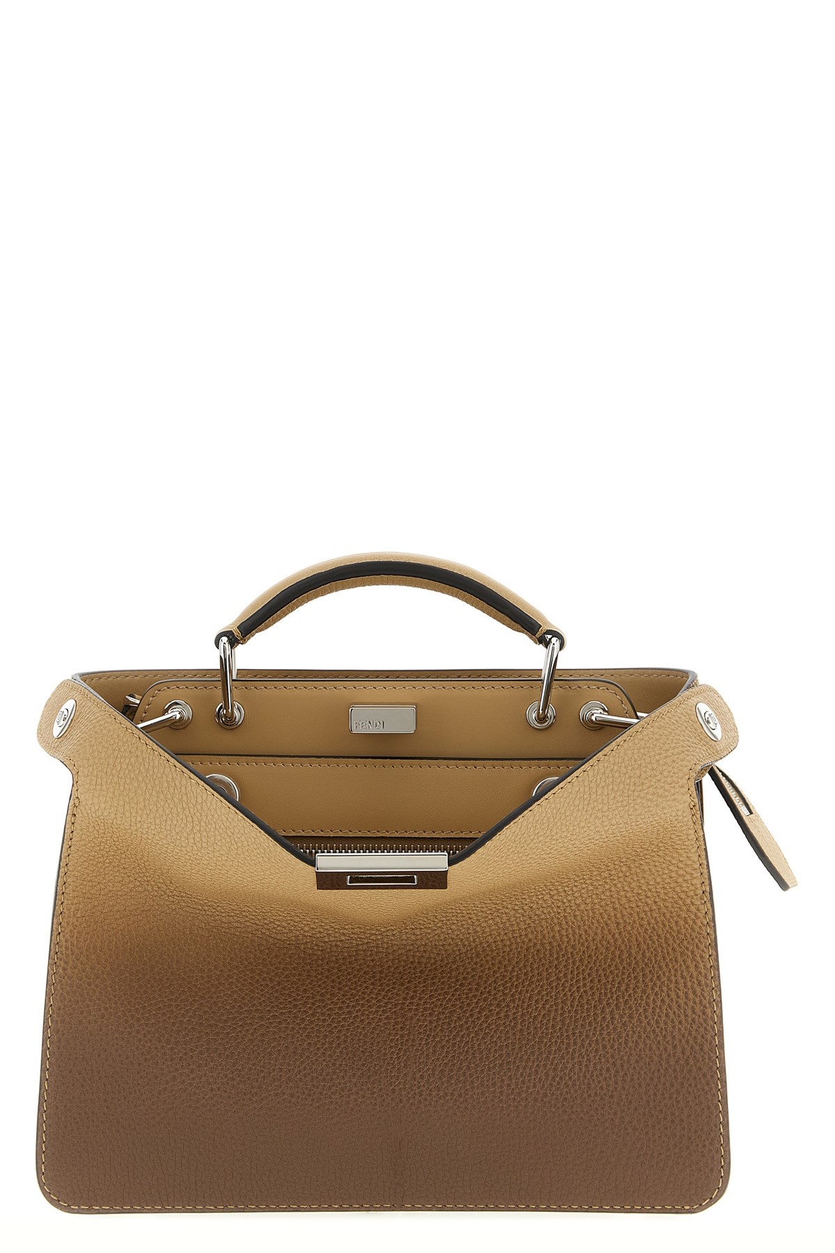 Fendi Small Peekaboo Iseeu Leather Shoulder Bag In Brown