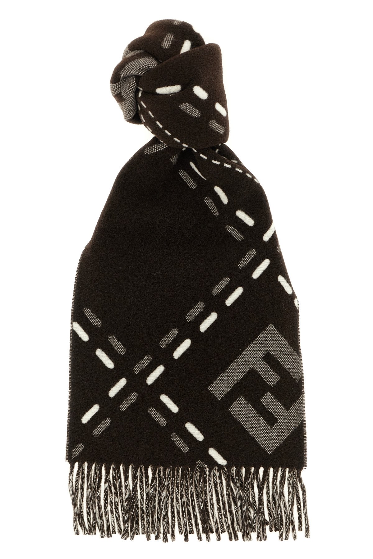 Fendi Rectangular Scarf Featuring Fringe Detail In Brown