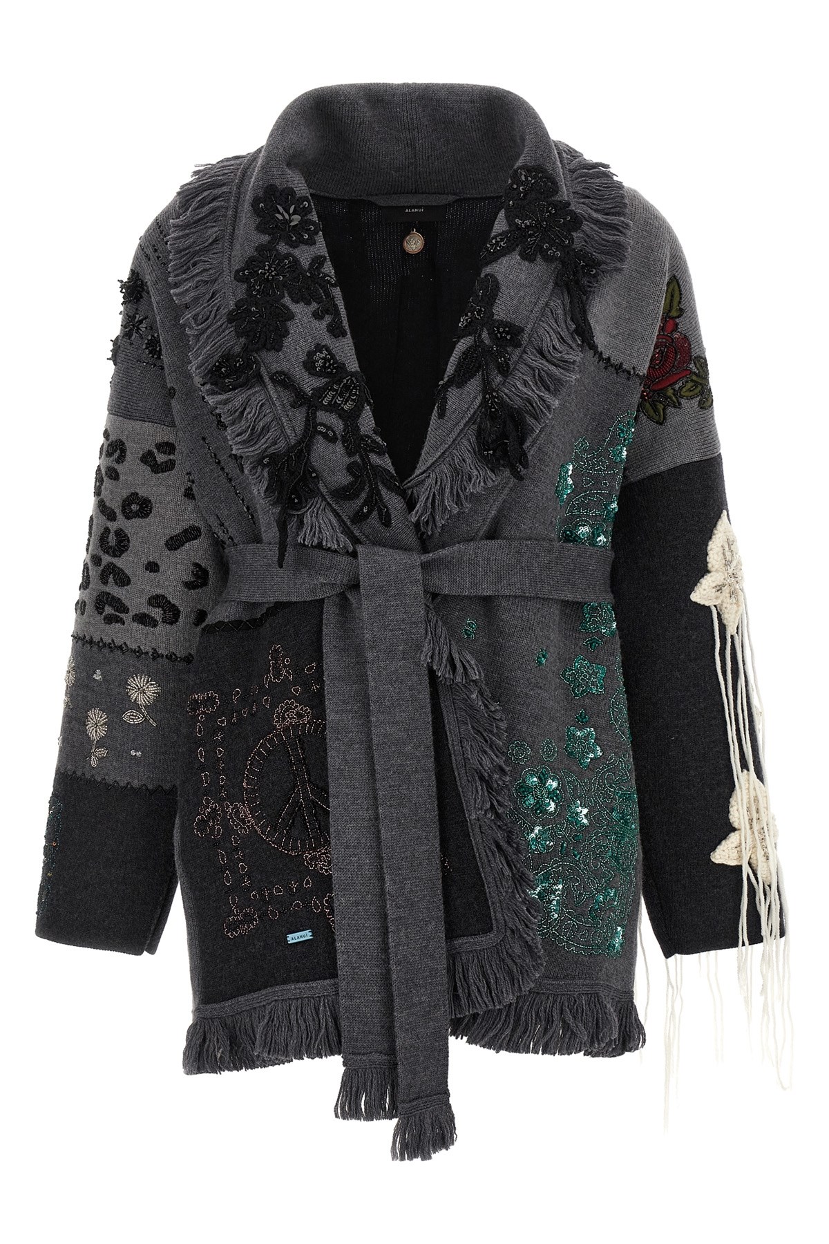 Alanui Multicolor Midnight In Manhattan Cardigan In Black