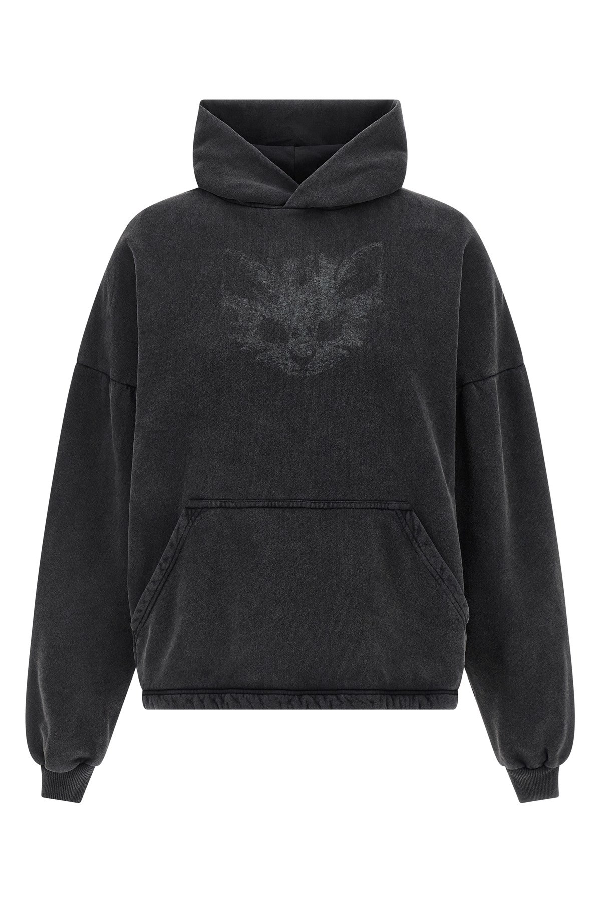 Balenciaga Hooded Cropped Sweatshirt Long Sleeves In Black