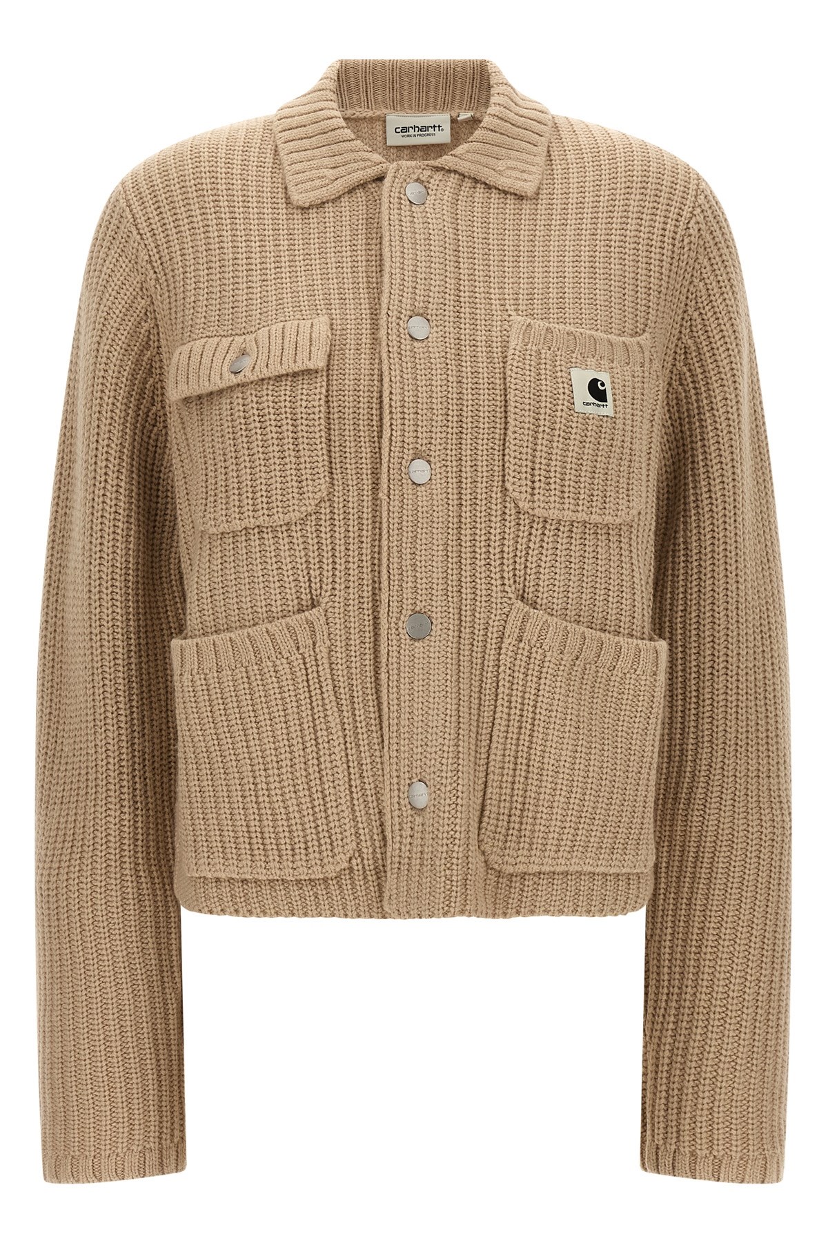 Carhartt Cardigan With Chest Pocket And Collared Design In Brown