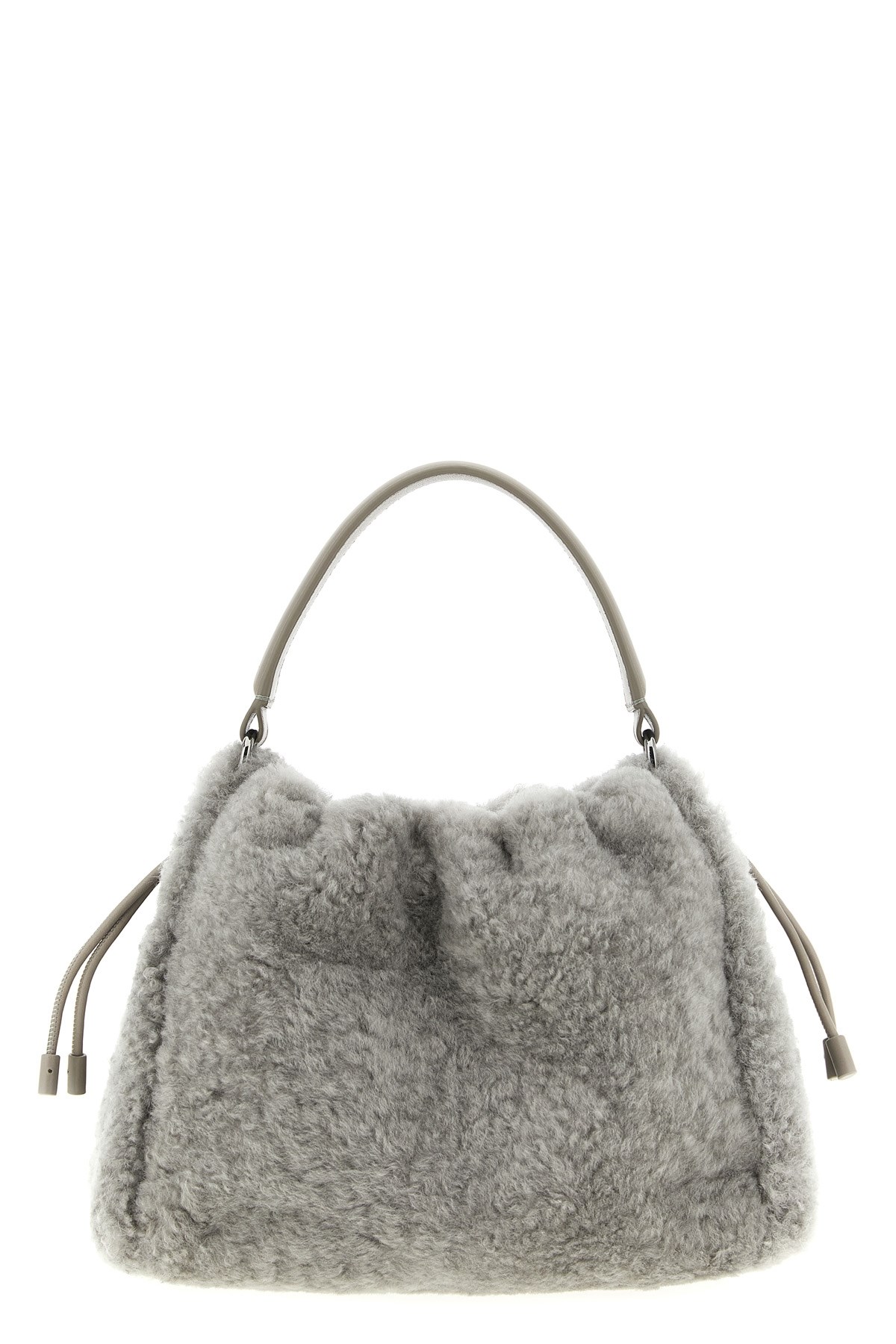 Brunello Cucinelli Women Small Shearling Mellow Shoulder Bag In Gray