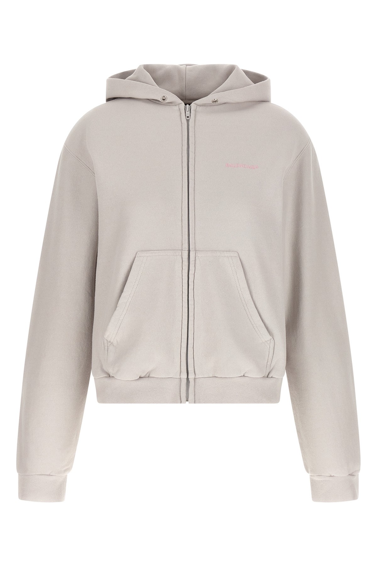 Balenciaga Logo Embroidery Hoodie Sweatshirt Gray In Gray