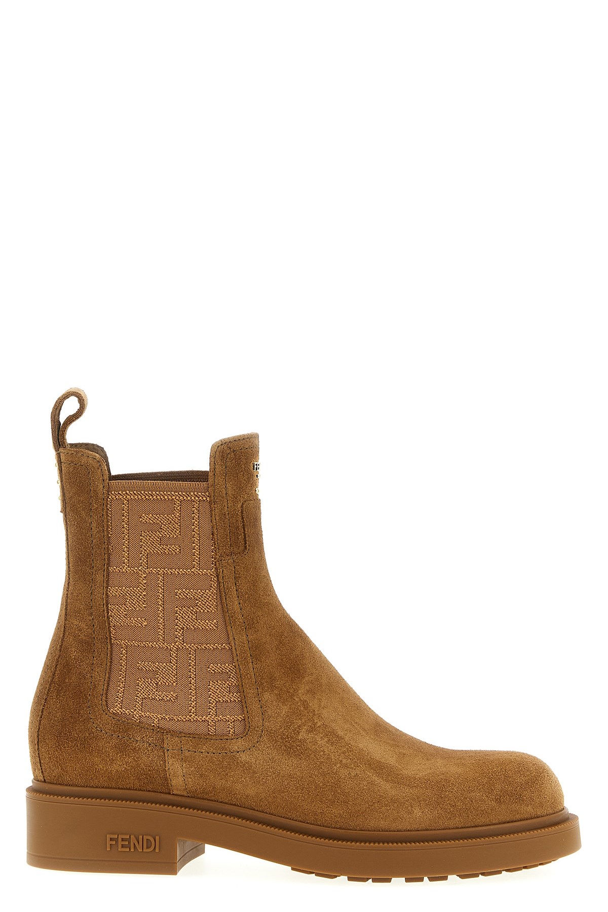 Fendi Ankle Boots With Elastic Side Panels In Brown