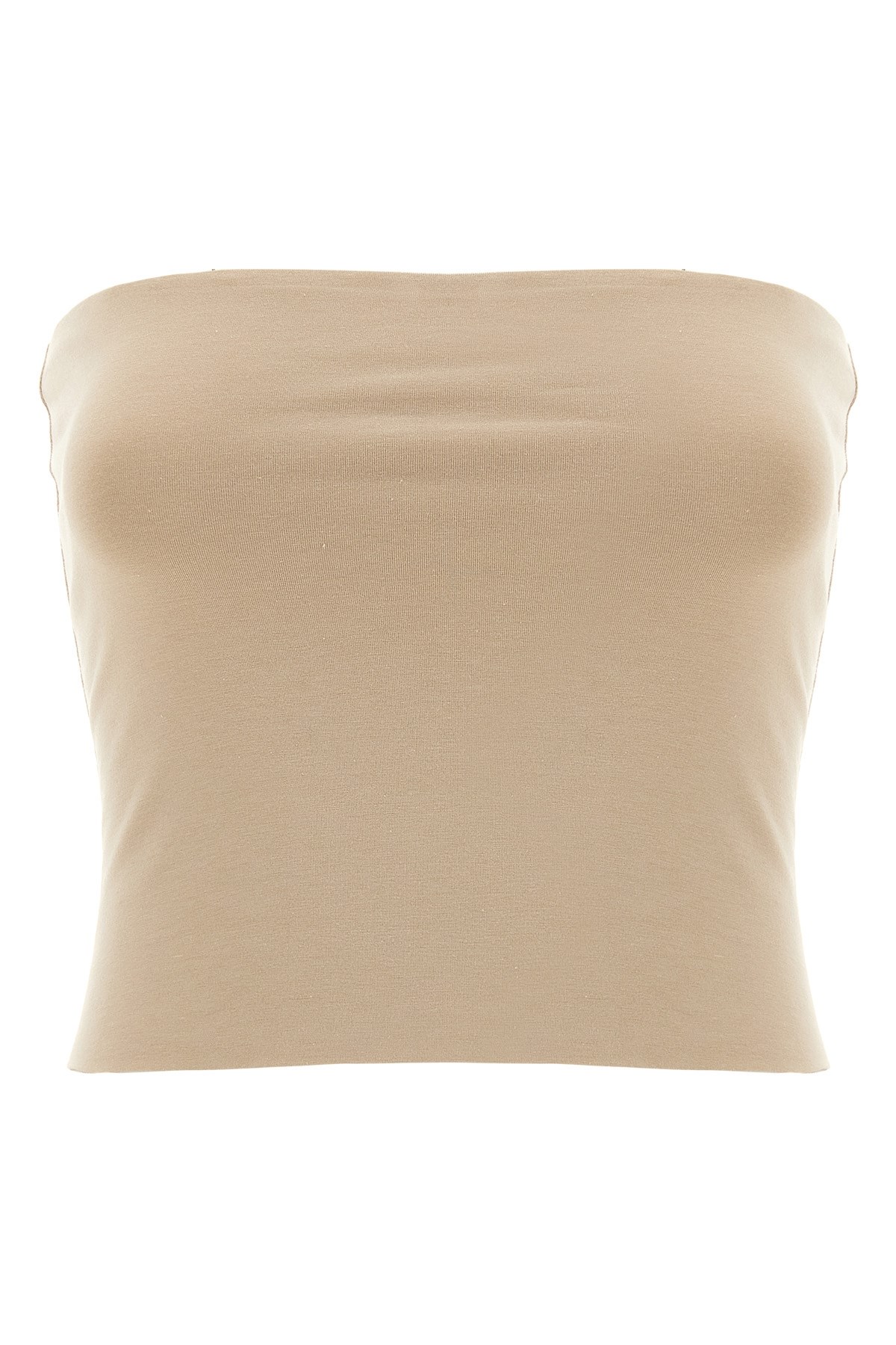 Brunello Cucinelli Beige Jersey Bandeau Top In Metallic