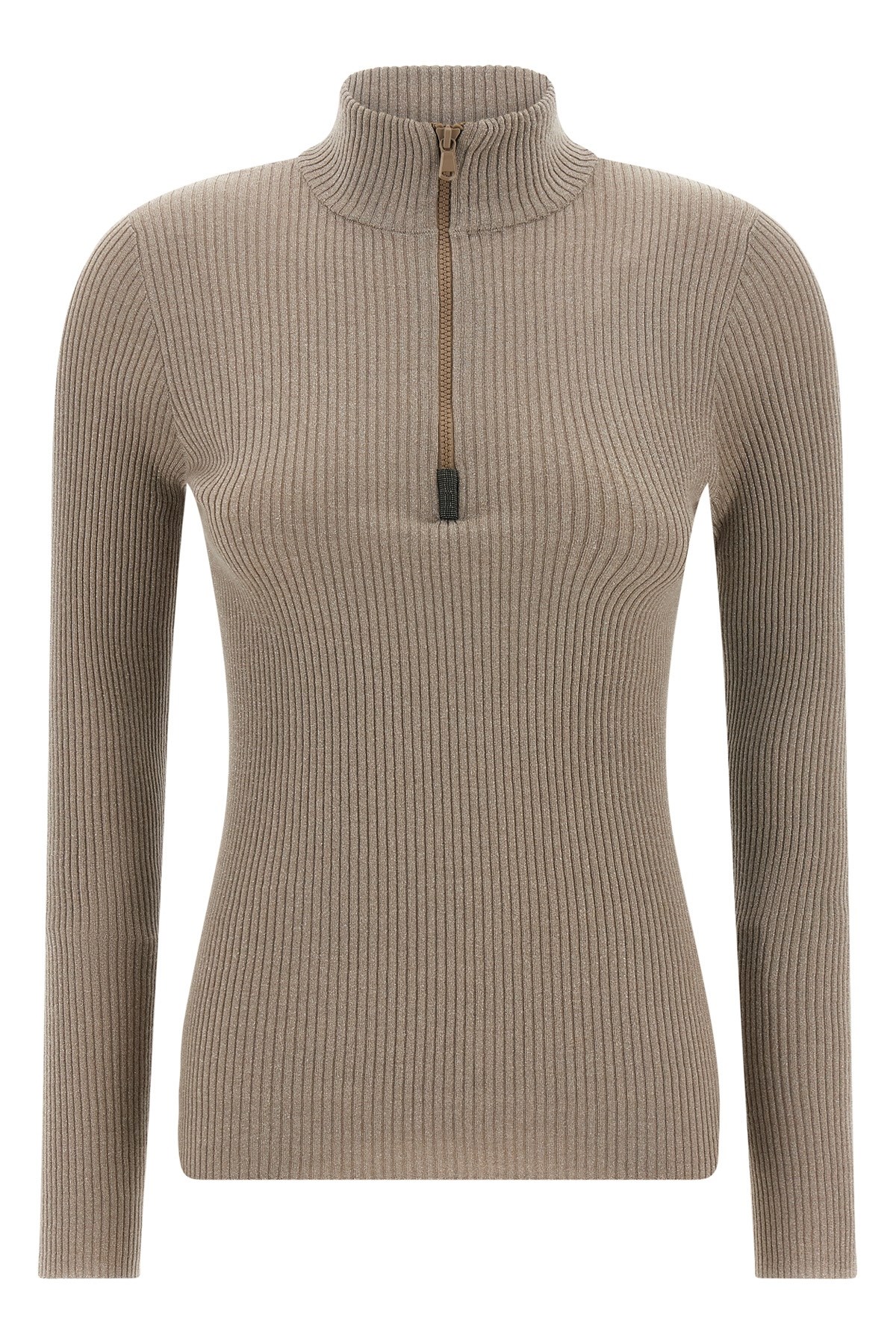 Brunello Cucinelli Beige Wool Knit Turtleneck Sweater In Neutral