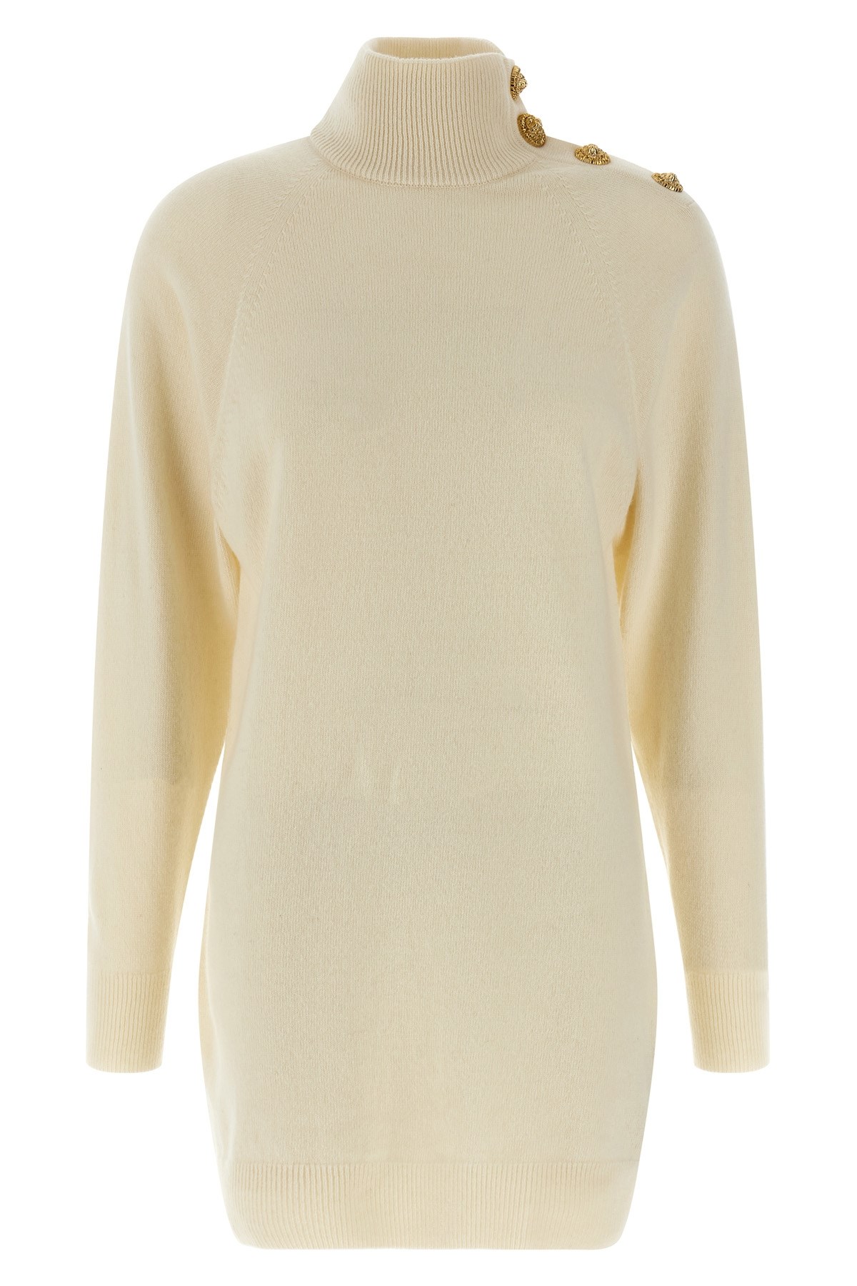 Balmain Cashmere Wool Dress In Neutral