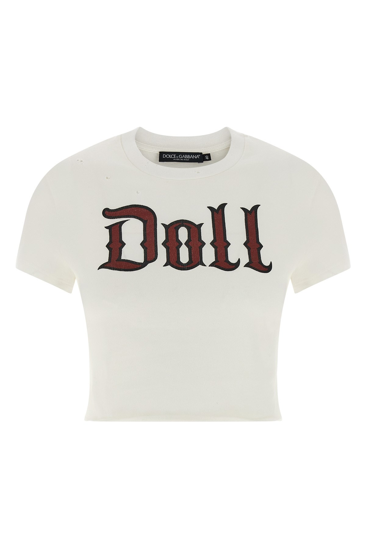 Dolce & Gabbana Graphic Print Cropped Top With Short Sleeves In White